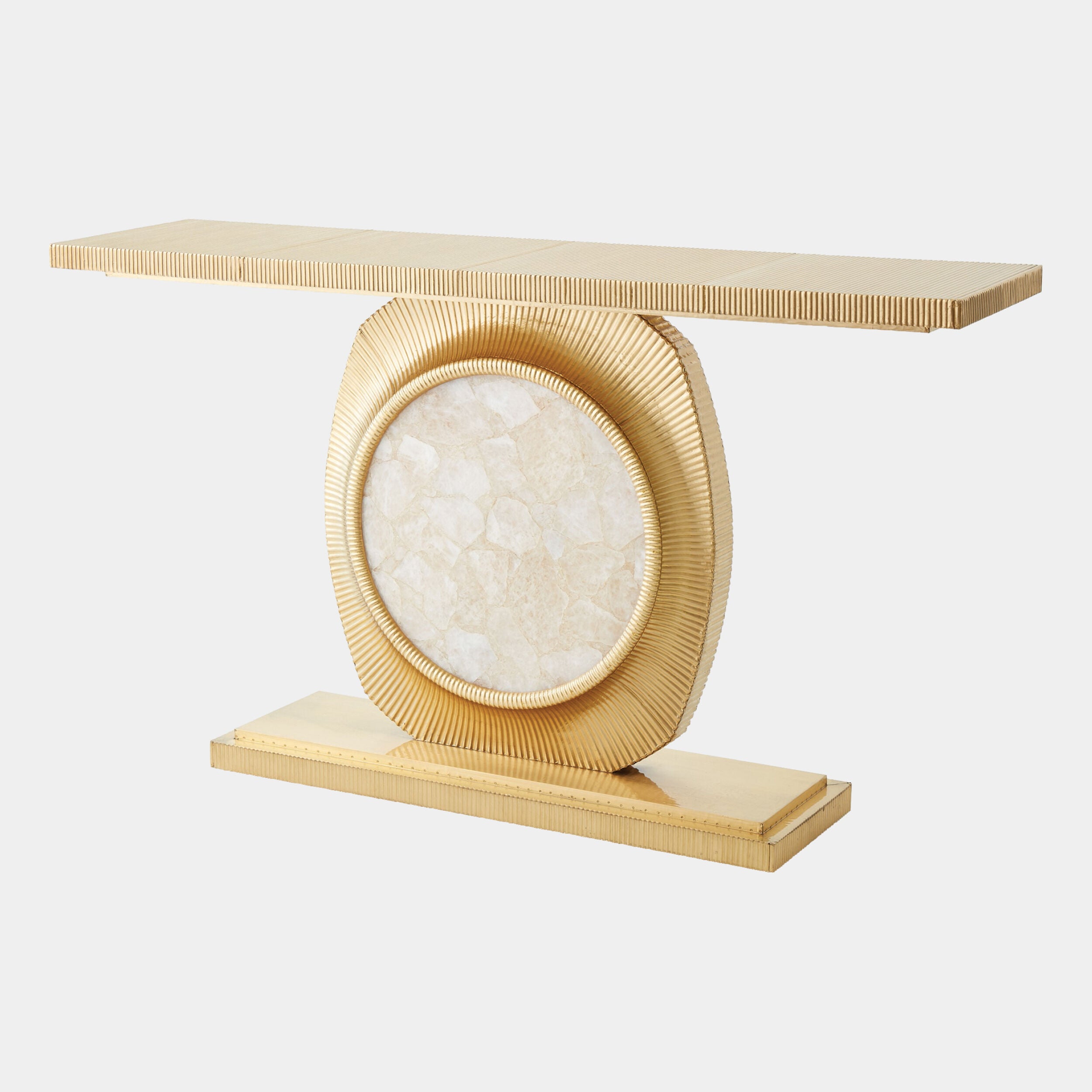Opera Fluted Console-Brass w/Quartz Insert