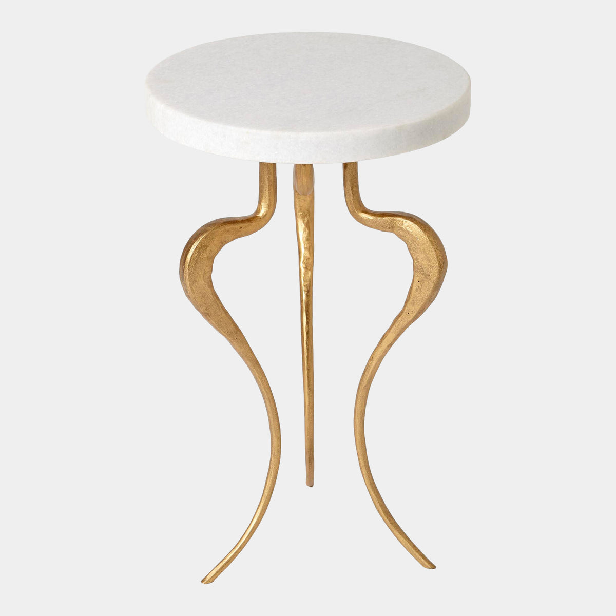 Silhouette Accent Table-Antique Gold/White