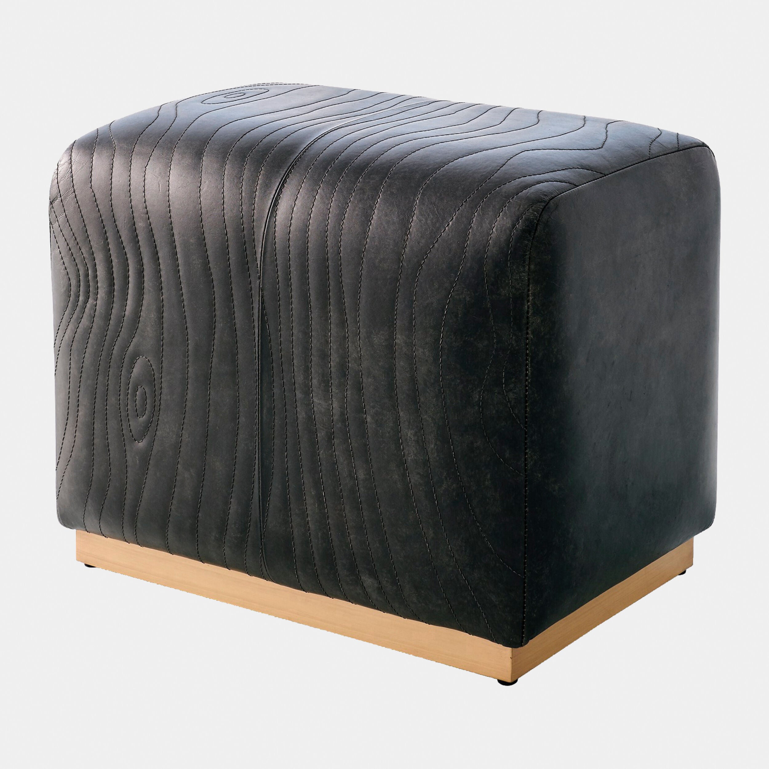 Forest Ottoman-Charcoal Leather