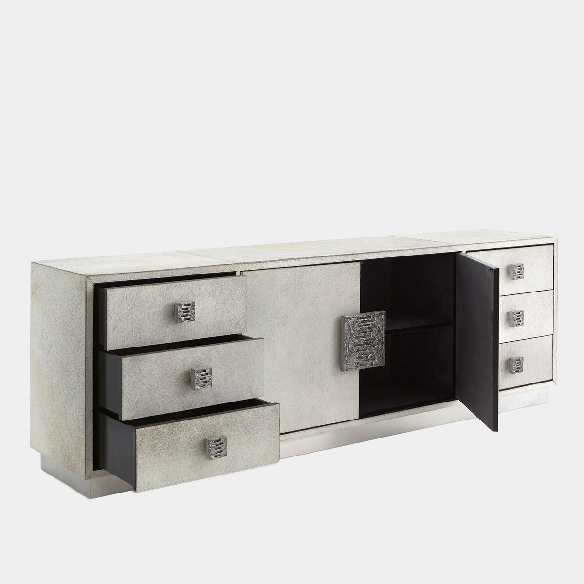 Metro Long Cabinet-Gray Hair-on-Hide