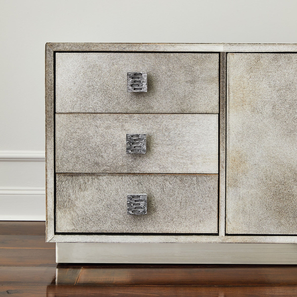 Metro Long Cabinet-Gray Hair-on-Hide