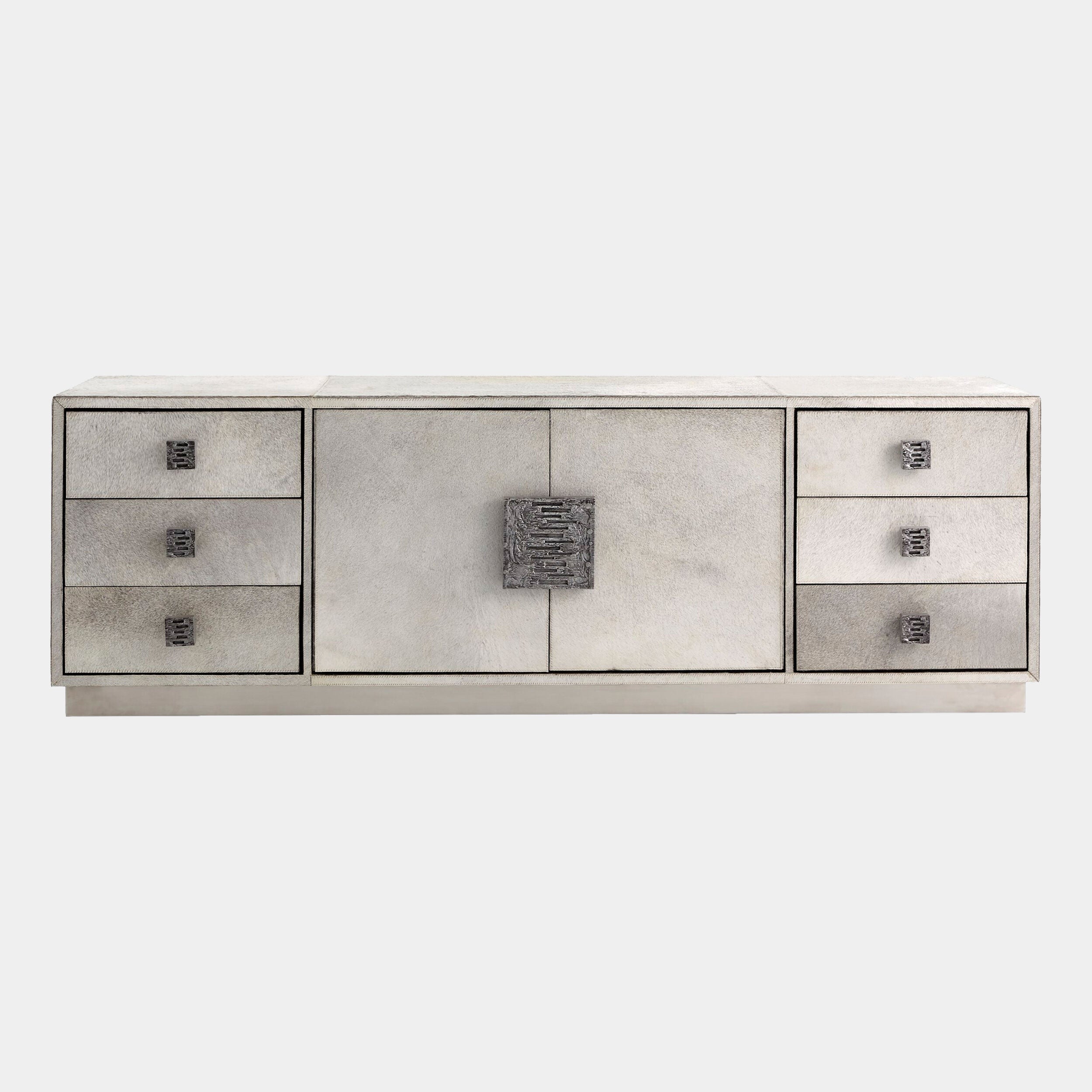 Metro Long Cabinet-Gray Hair-on-Hide