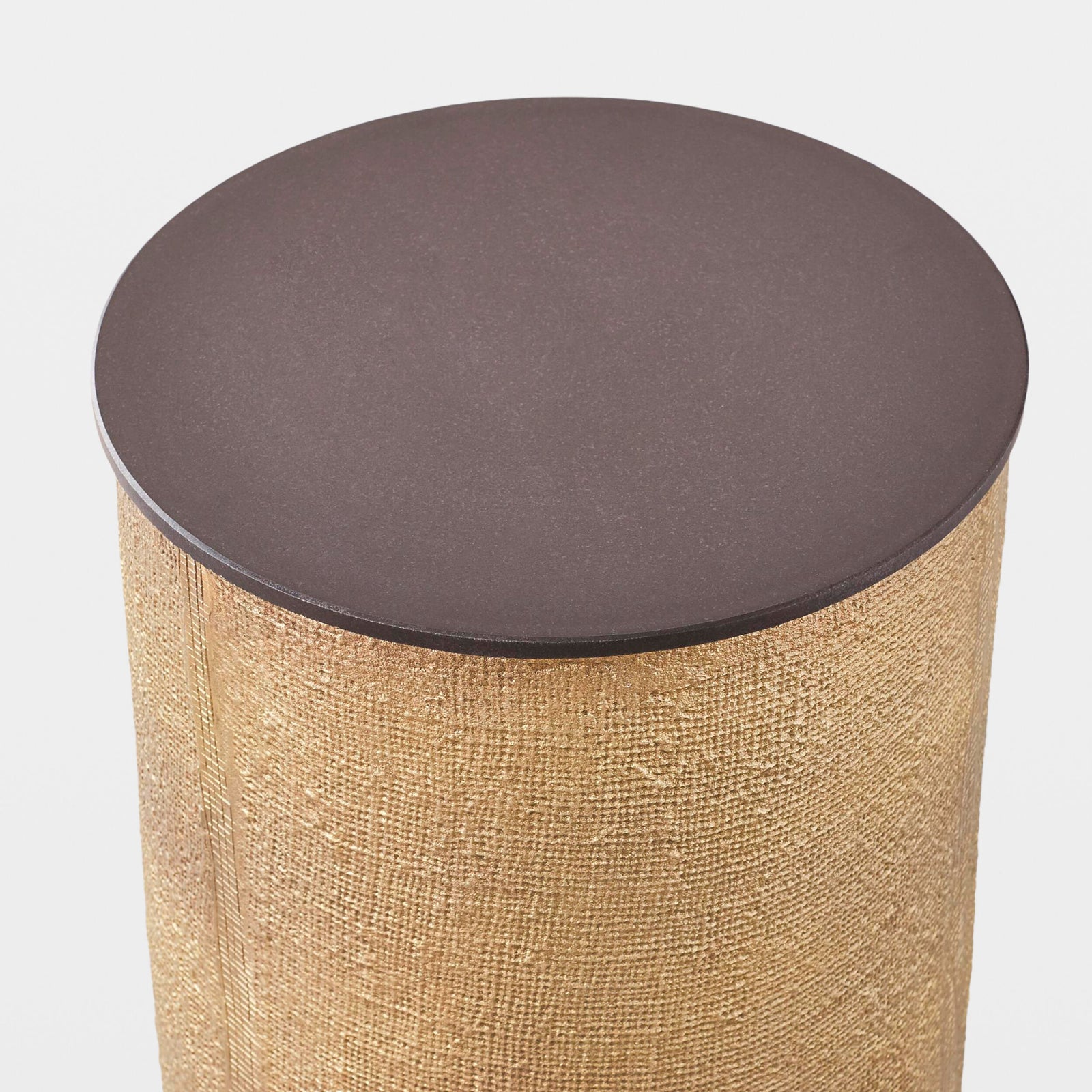 Tomiko Hemp Etched Barrel Table-Antique Brass