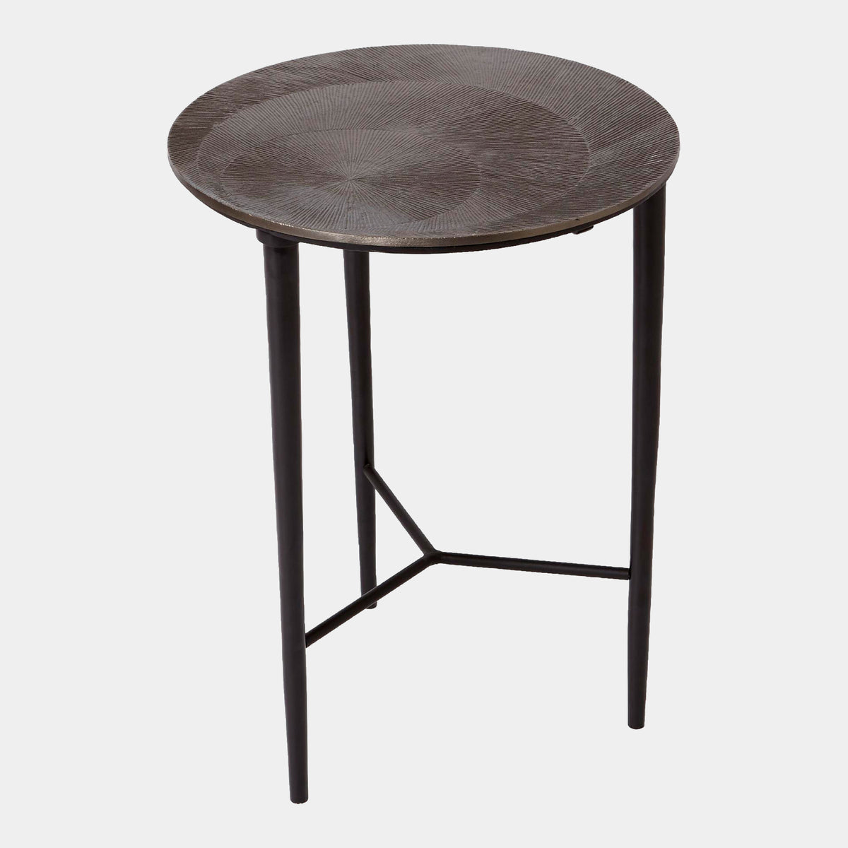 Elassal Circle Etched Accent Table-Black Nickel
