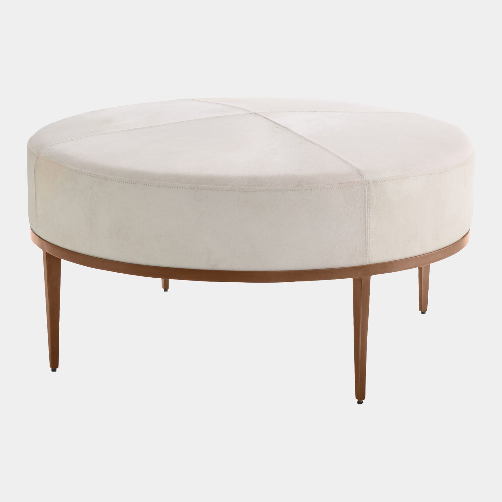 Urban Ottoman w/Ivory Hair-on-Hide-Ant Brass