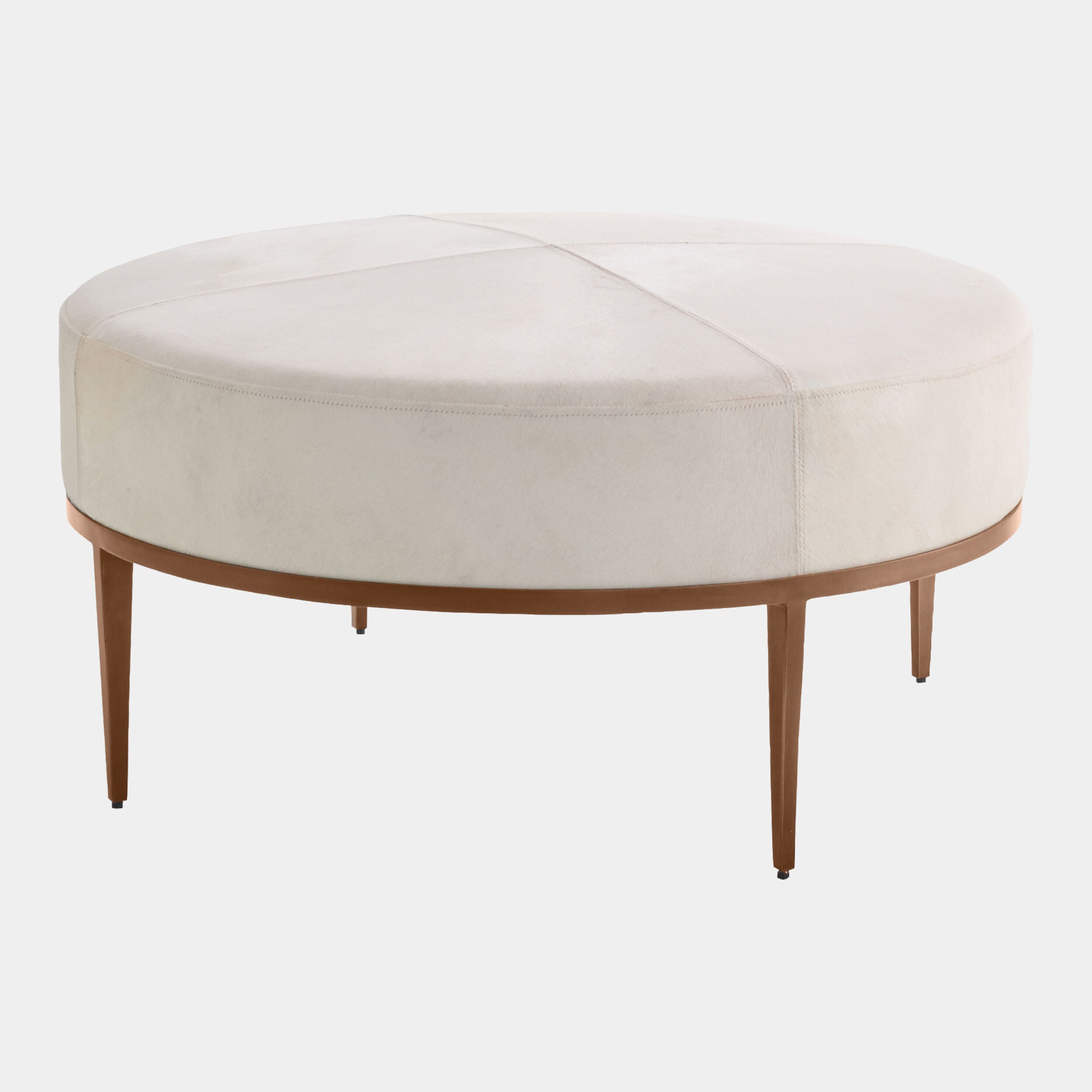 Urban Ottoman w/Ivory Hair-on-Hide-Ant Brass