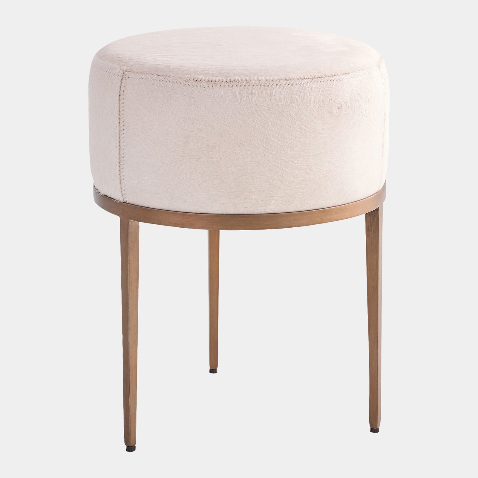 Urban Stool w/Ivory Hair-on-Hide-Antique Brass