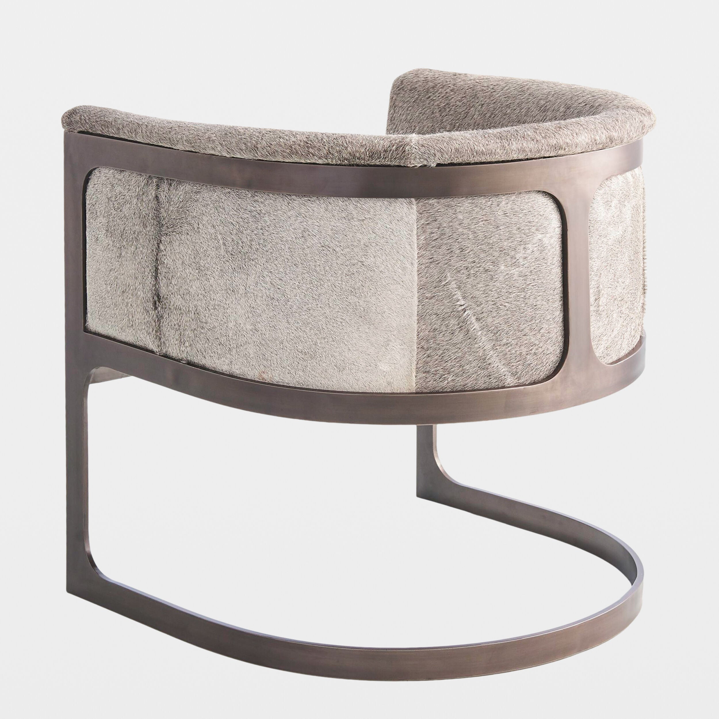 Regan Barrel Chair-Gunmetal/Gray Hair-on-Hide