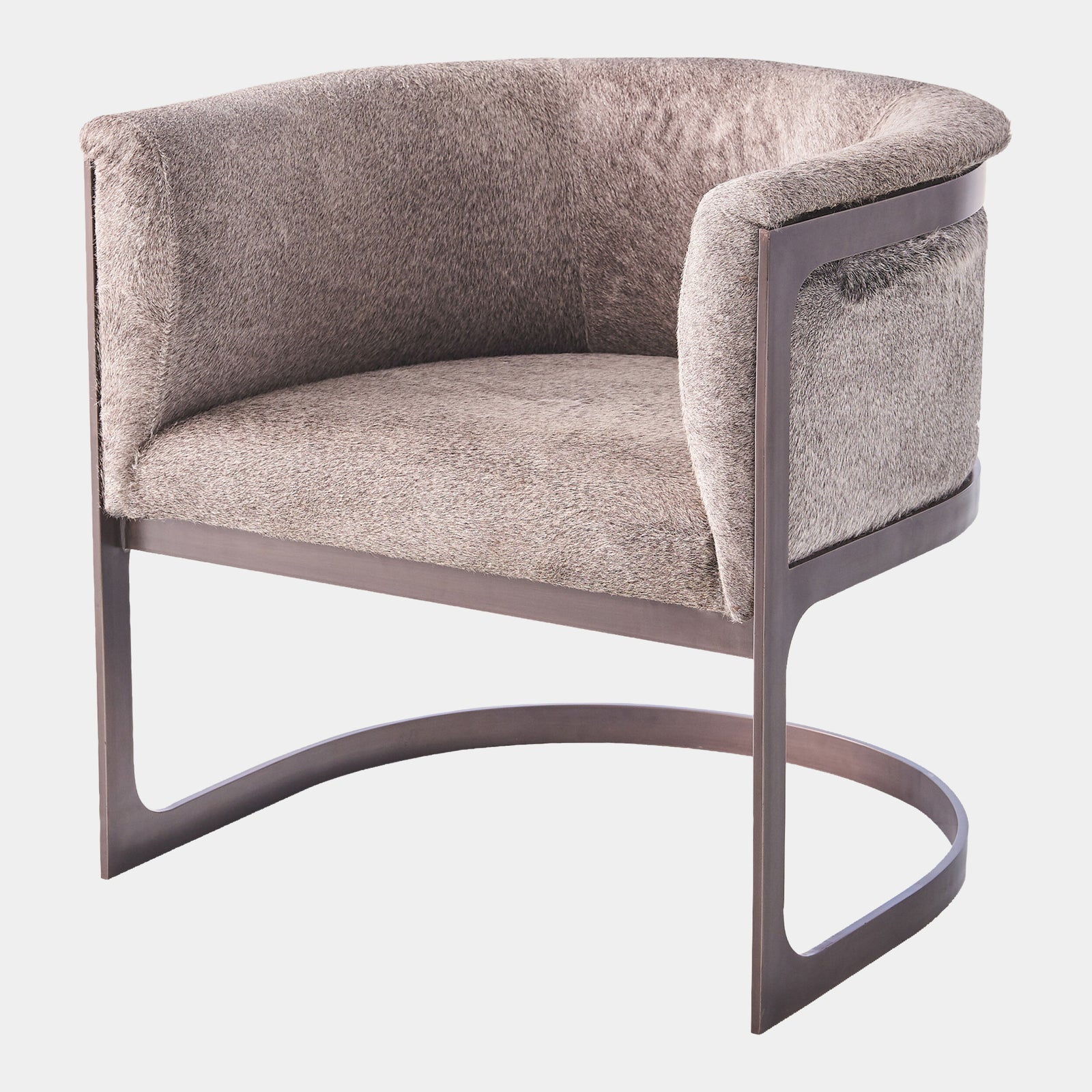 Regan Barrel Chair-Gunmetal/Gray Hair-on-Hide