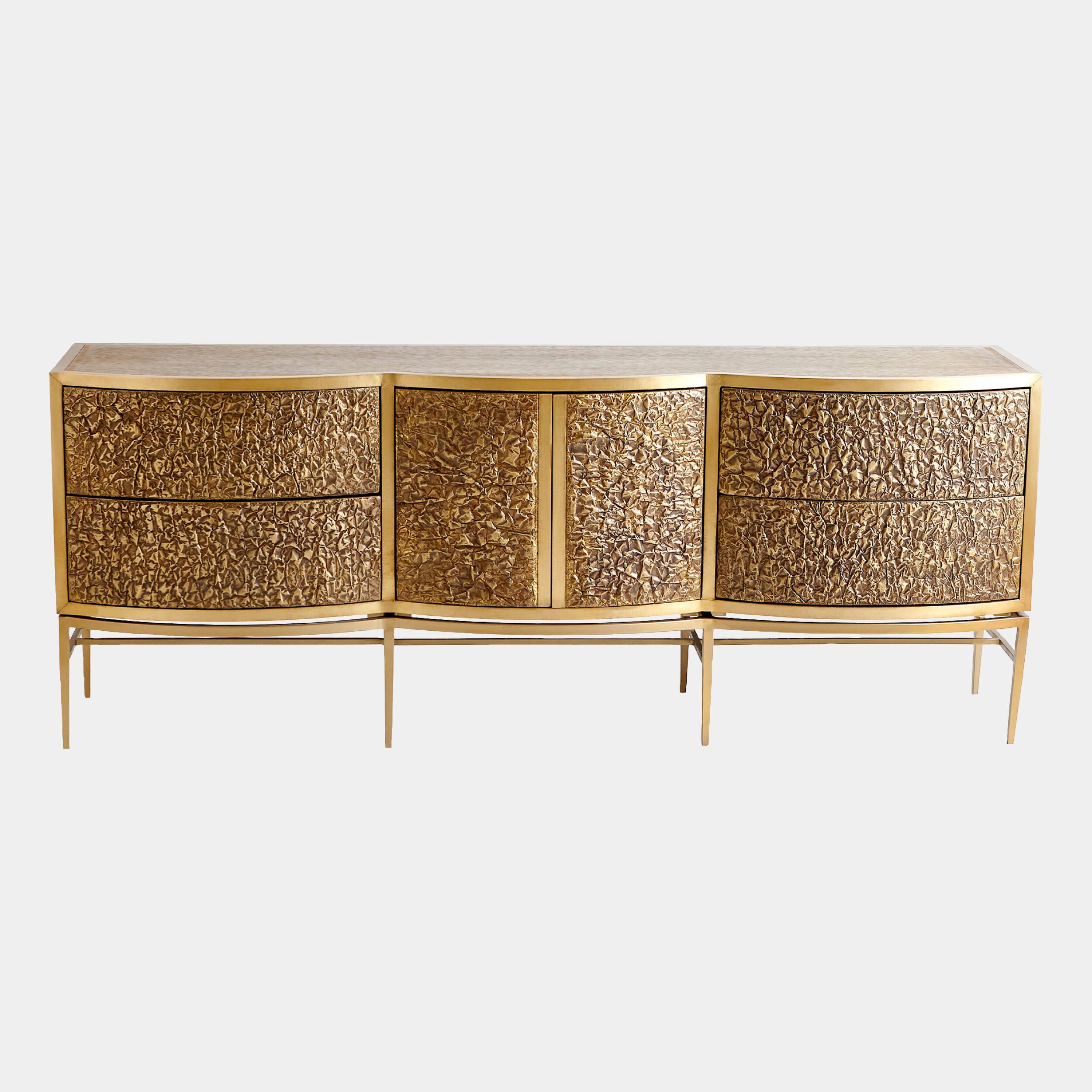 Crinkle Long Cabinet-Brass/Bronze