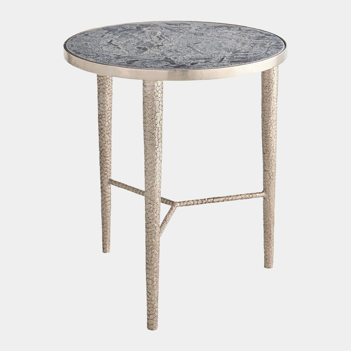Kelly Hammered End Table-Antique Nickel-Gray
