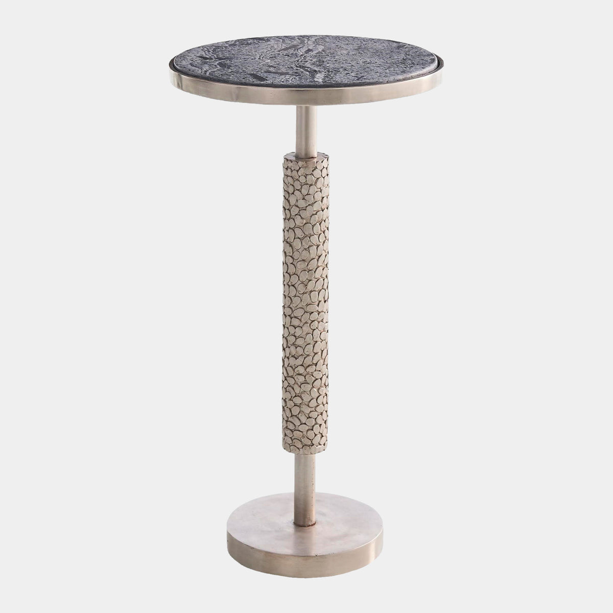 Kelly Hammered Martini Table-Nickel/Gray