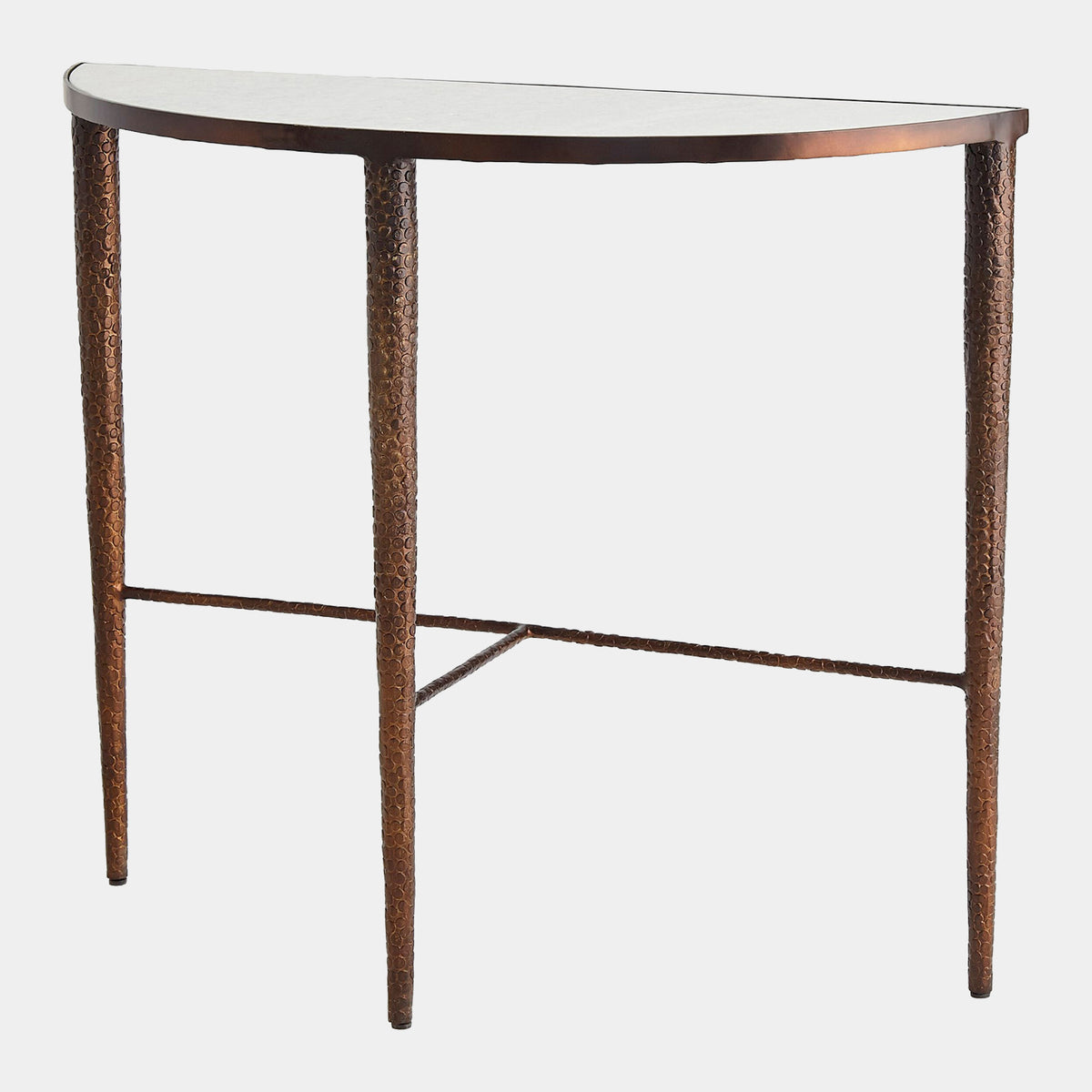Kelly Hammered Console-Bronze w/White Marble