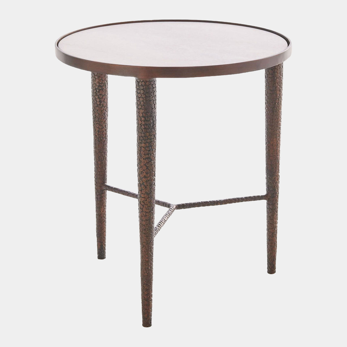 Kelly Hammered End Table-Bronze w/White Marble
