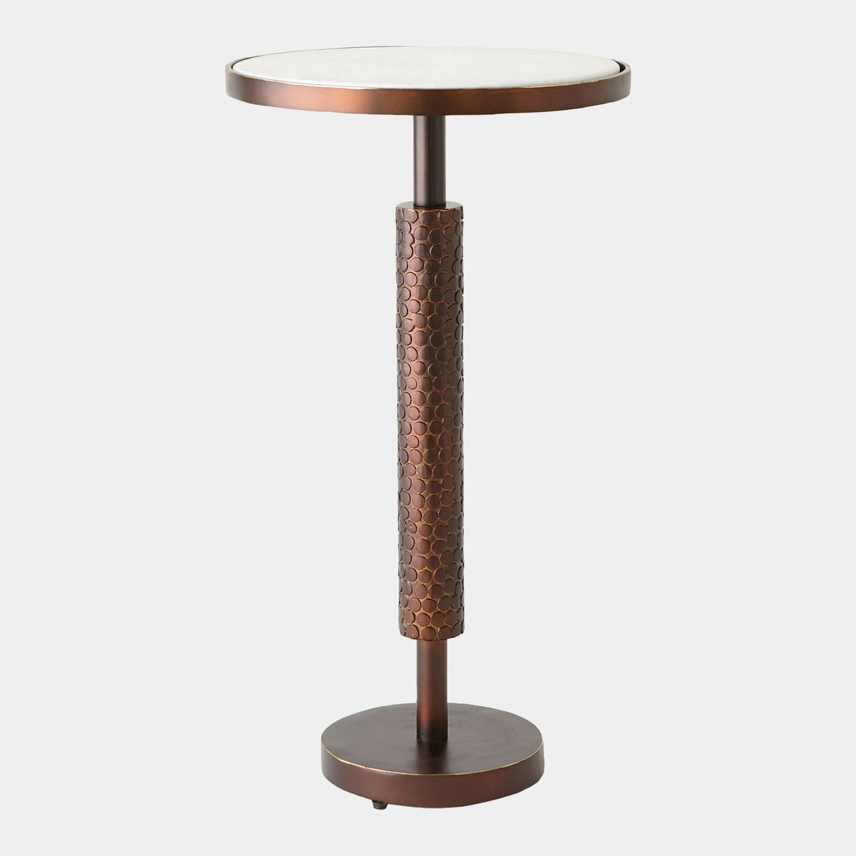 Kelly Hammered Martini Table-Bronze-White