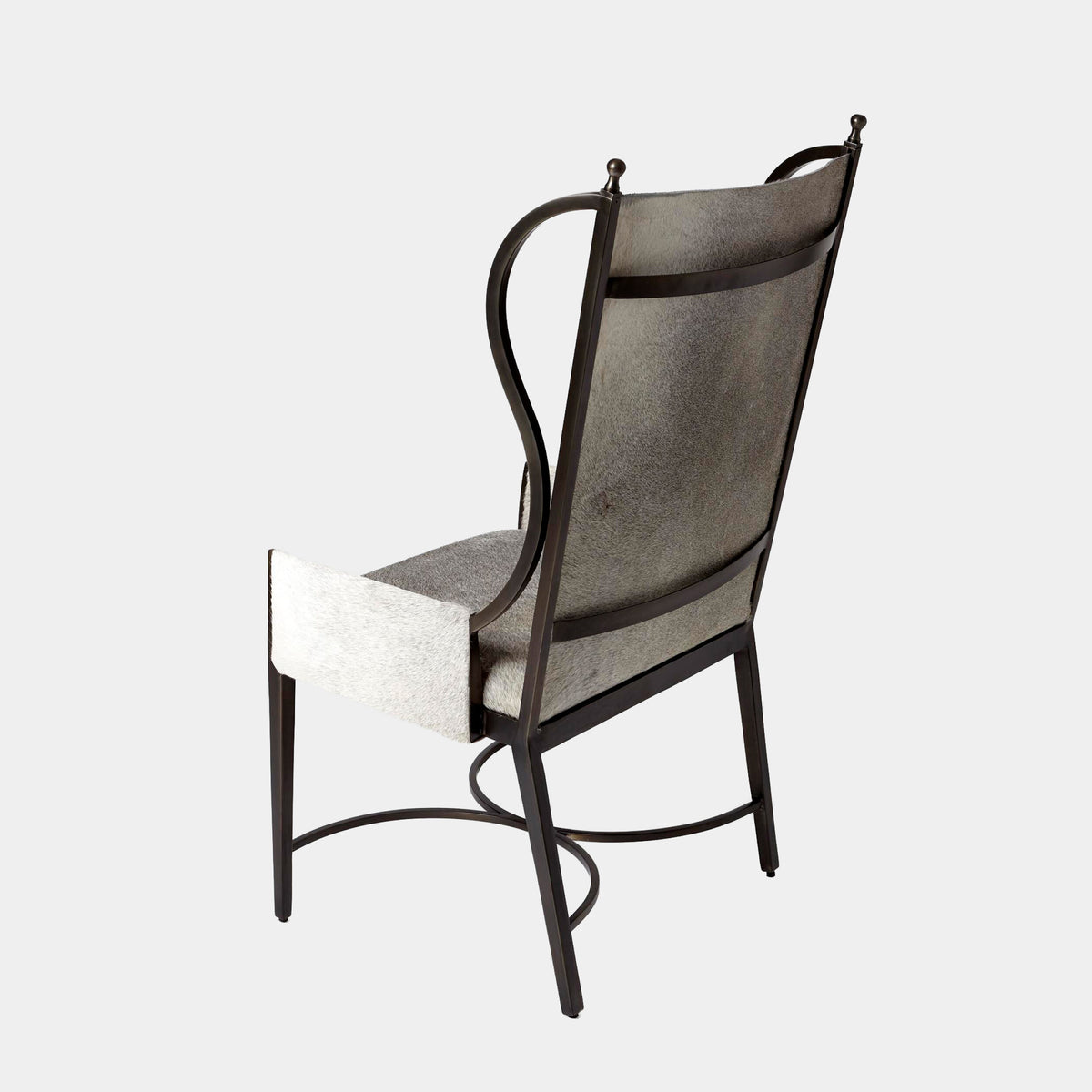 Pascal Wing Chair-Iron/Gray Hair-on-Hide