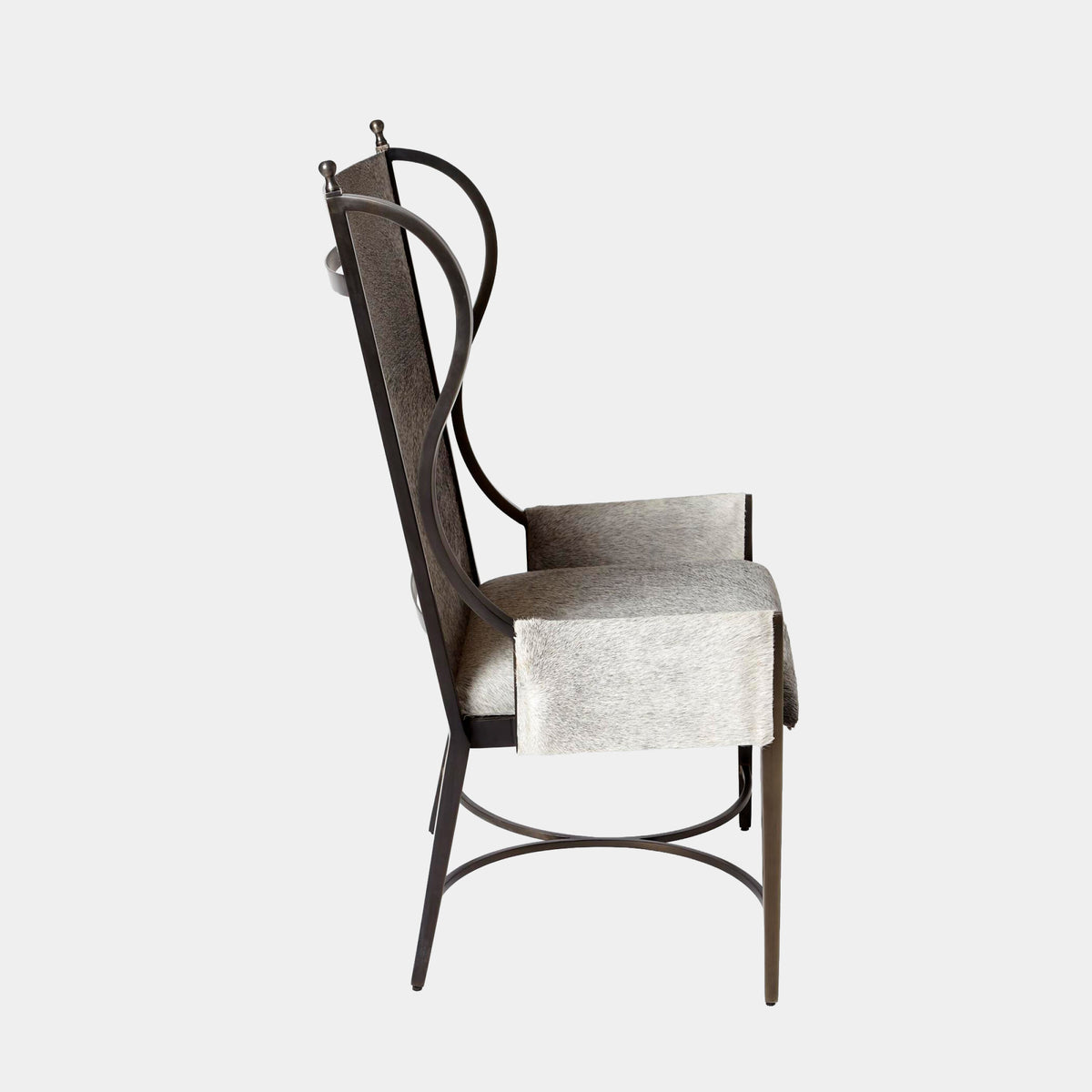Pascal Wing Chair-Iron/Gray Hair-on-Hide