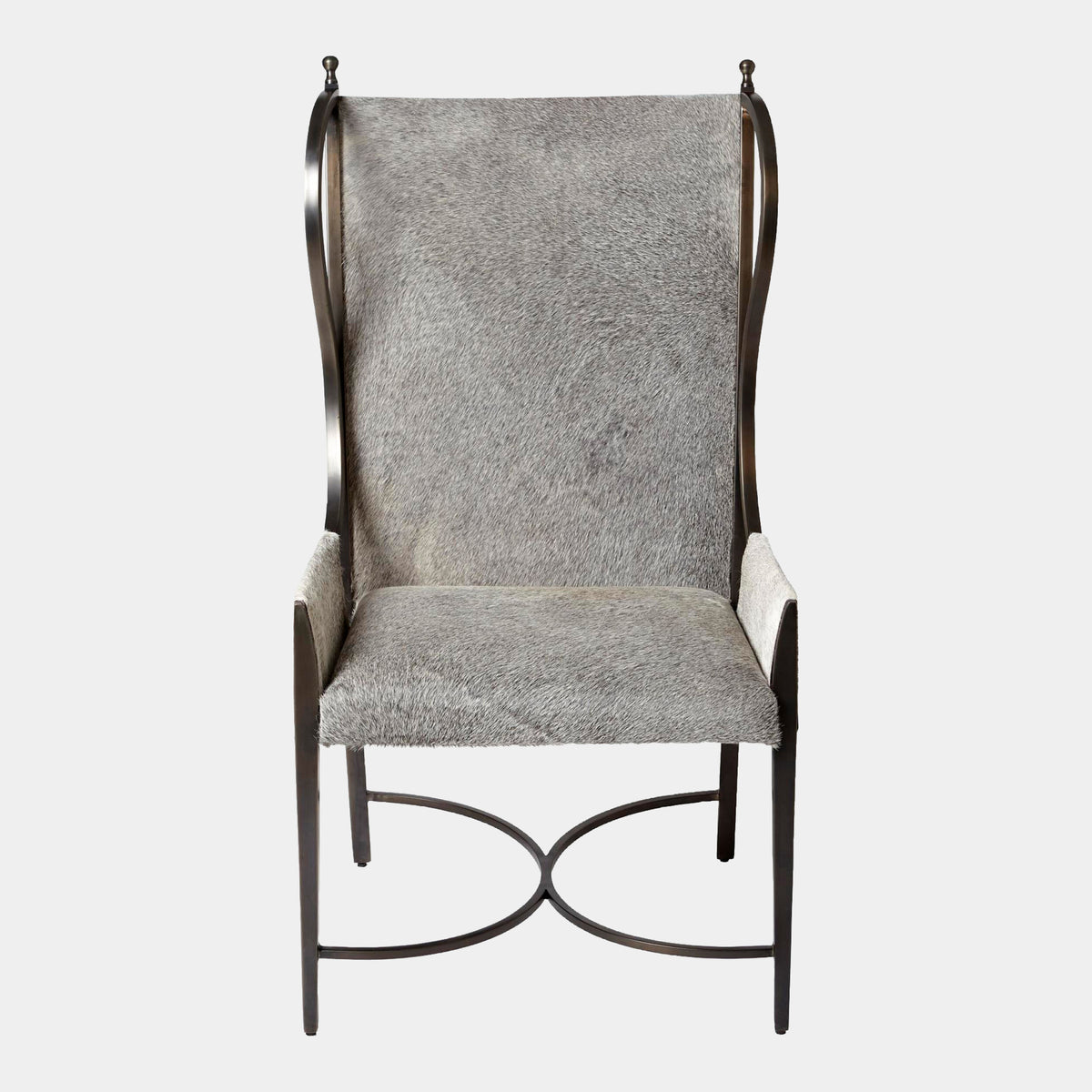 Pascal Wing Chair-Iron/Gray Hair-on-Hide