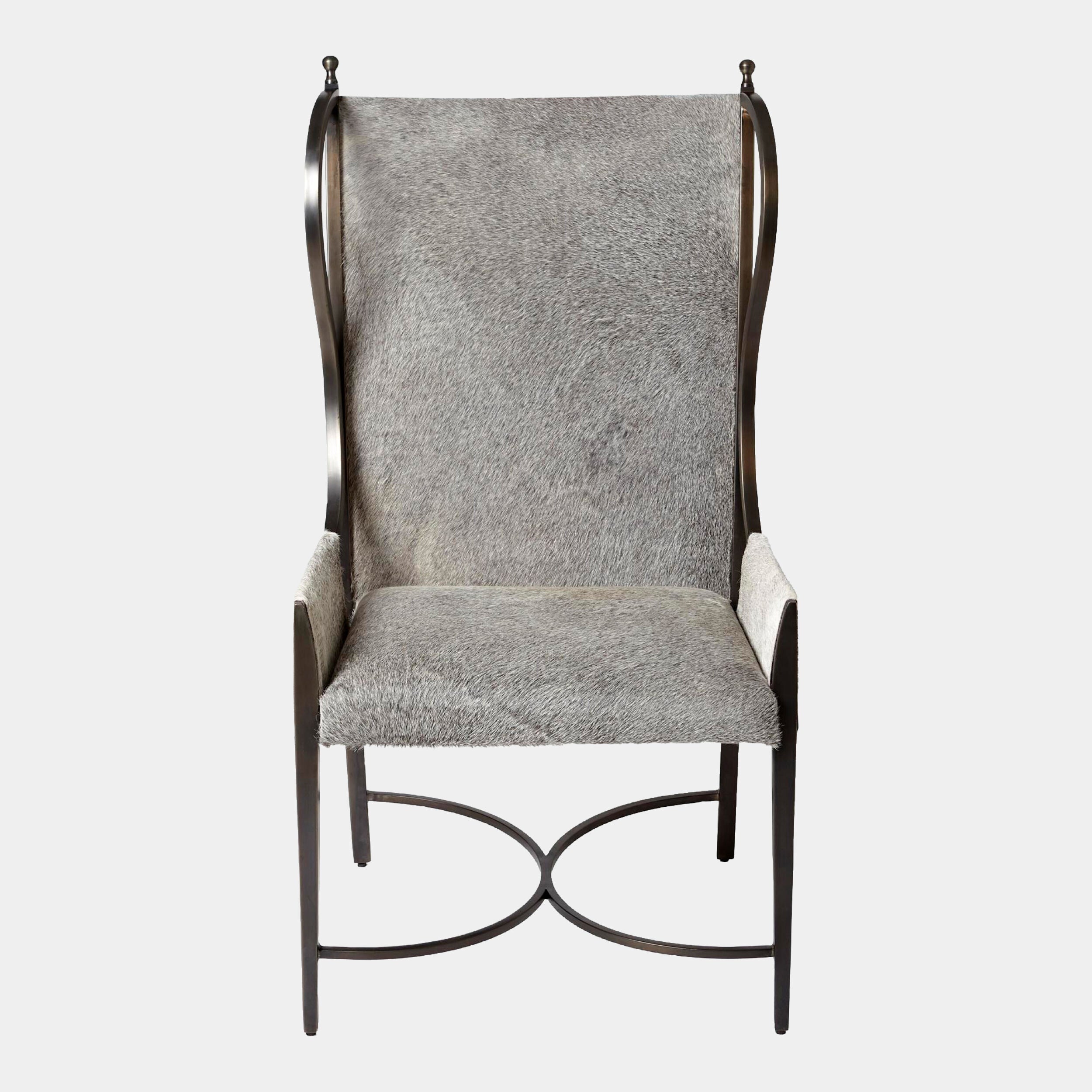 Pascal Wing Chair-Iron/Gray Hair-on-Hide