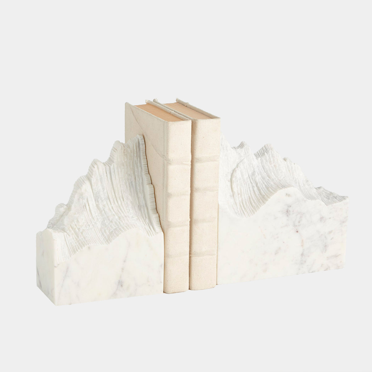 Mountain Summit Bookends-White Marble