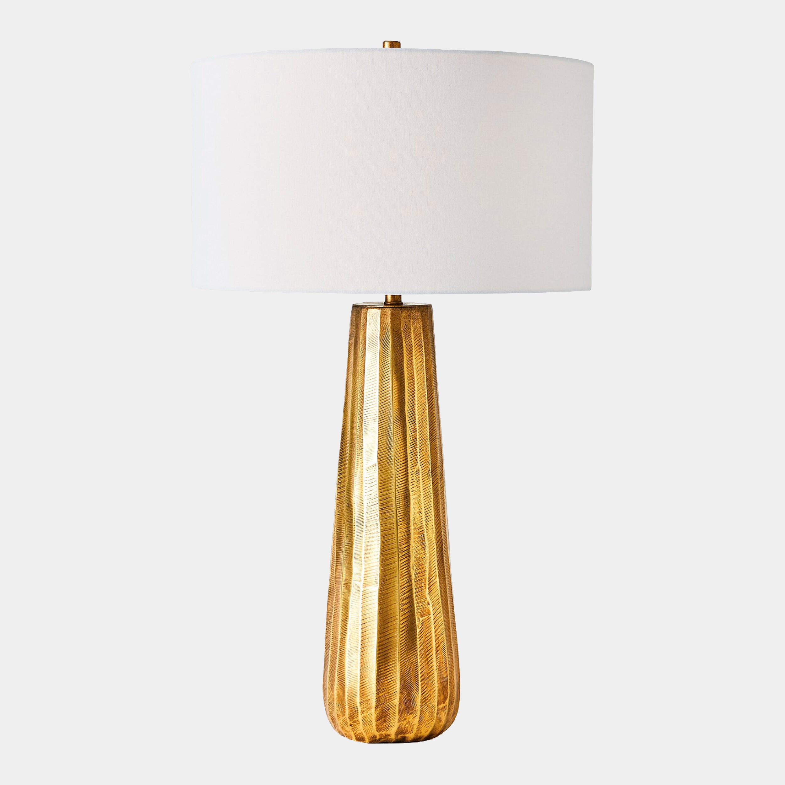 Chased Round Table Lamp-Antique Brass