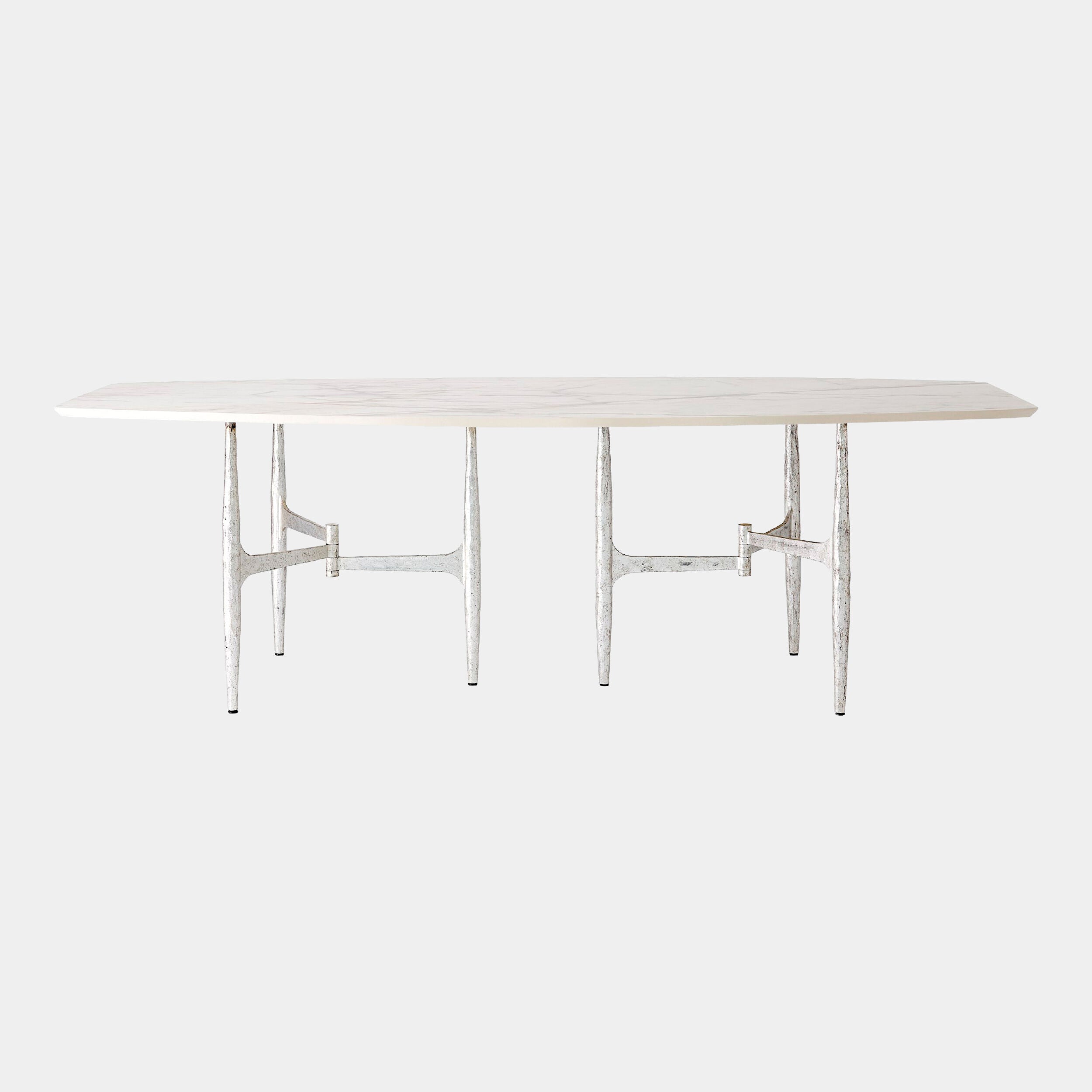 Radius Rectangle Table-Silver/Golden White Top