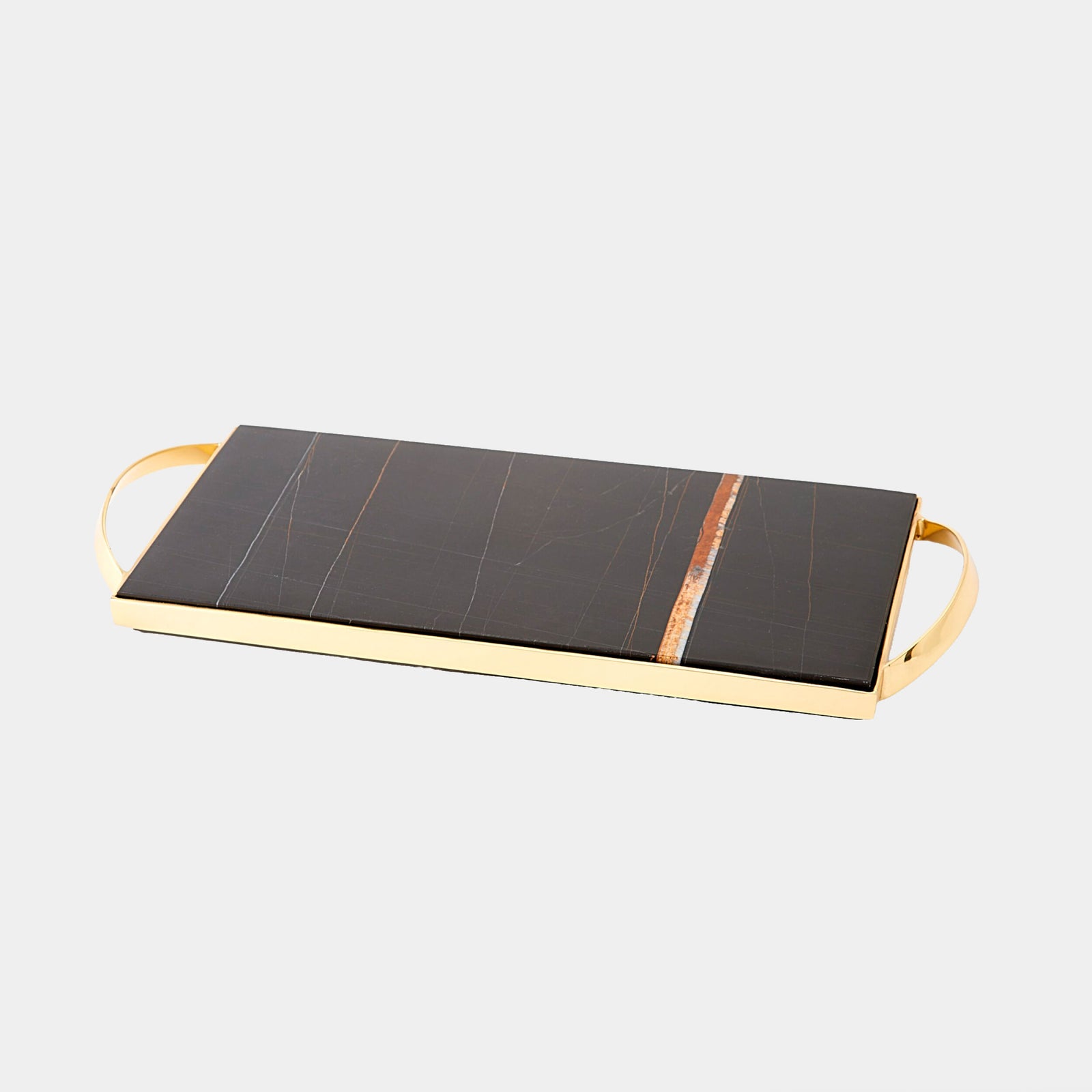 Cosmopolitan Tray-Polished Brass/Black Marble