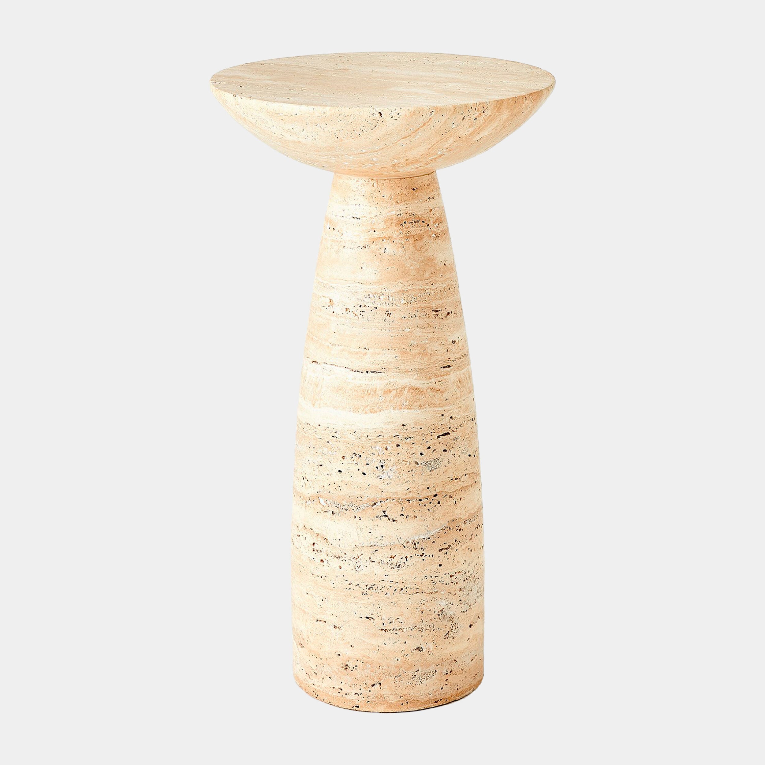 Nour Tapered Accent Table-Travertine