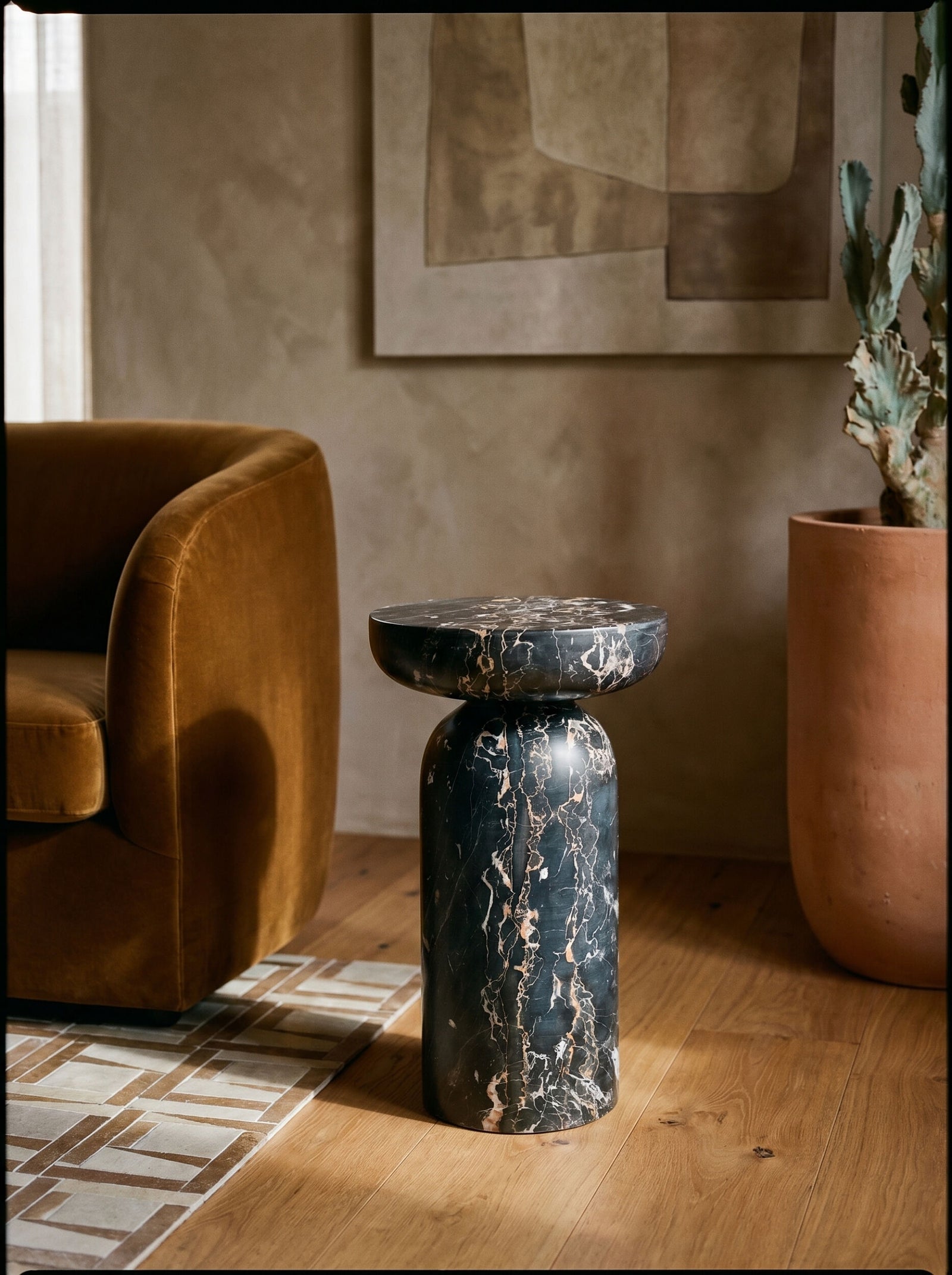 Tumble Accent Table-Golden Portoro Marble
