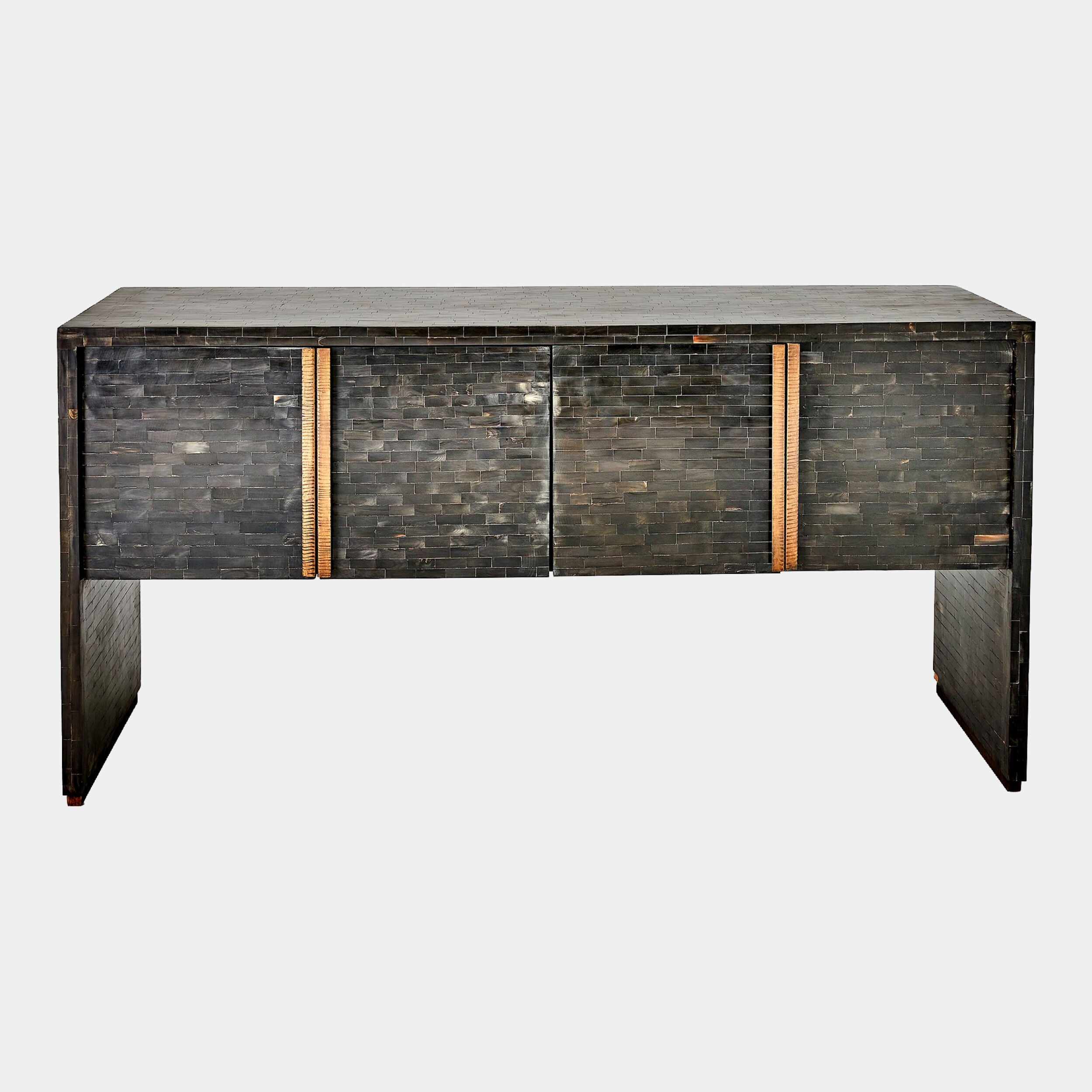 Bjorn Horn Inlay Console-Black/Antique Brass