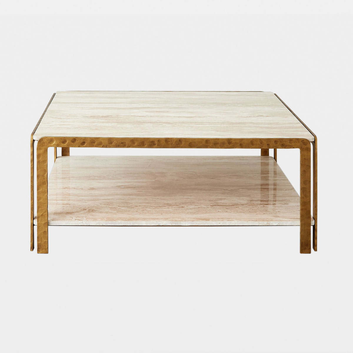 Kraft Cocktail Table-Light Bronze w/Travertine