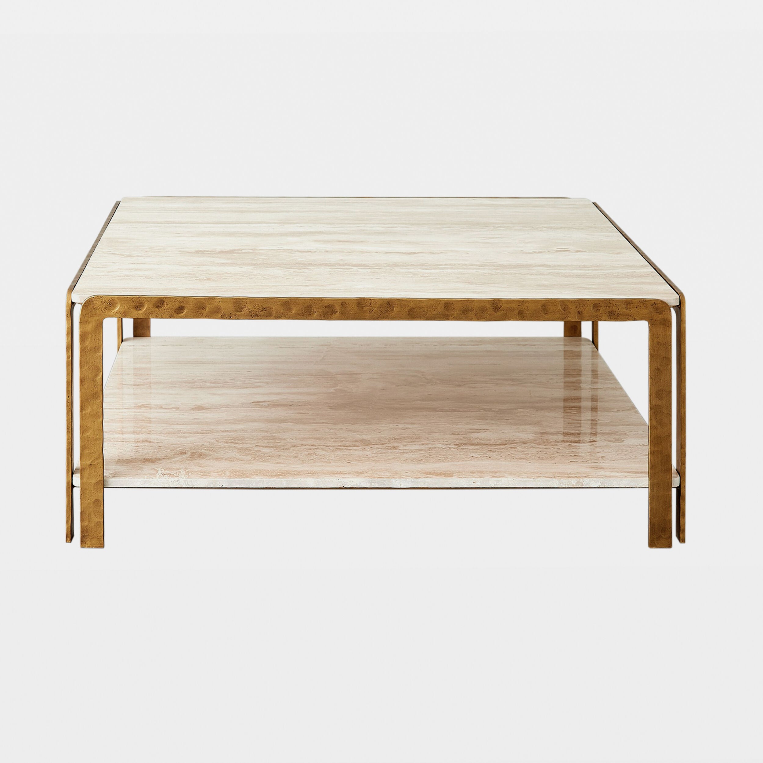 Kraft Cocktail Table-Light Bronze w/Travertine