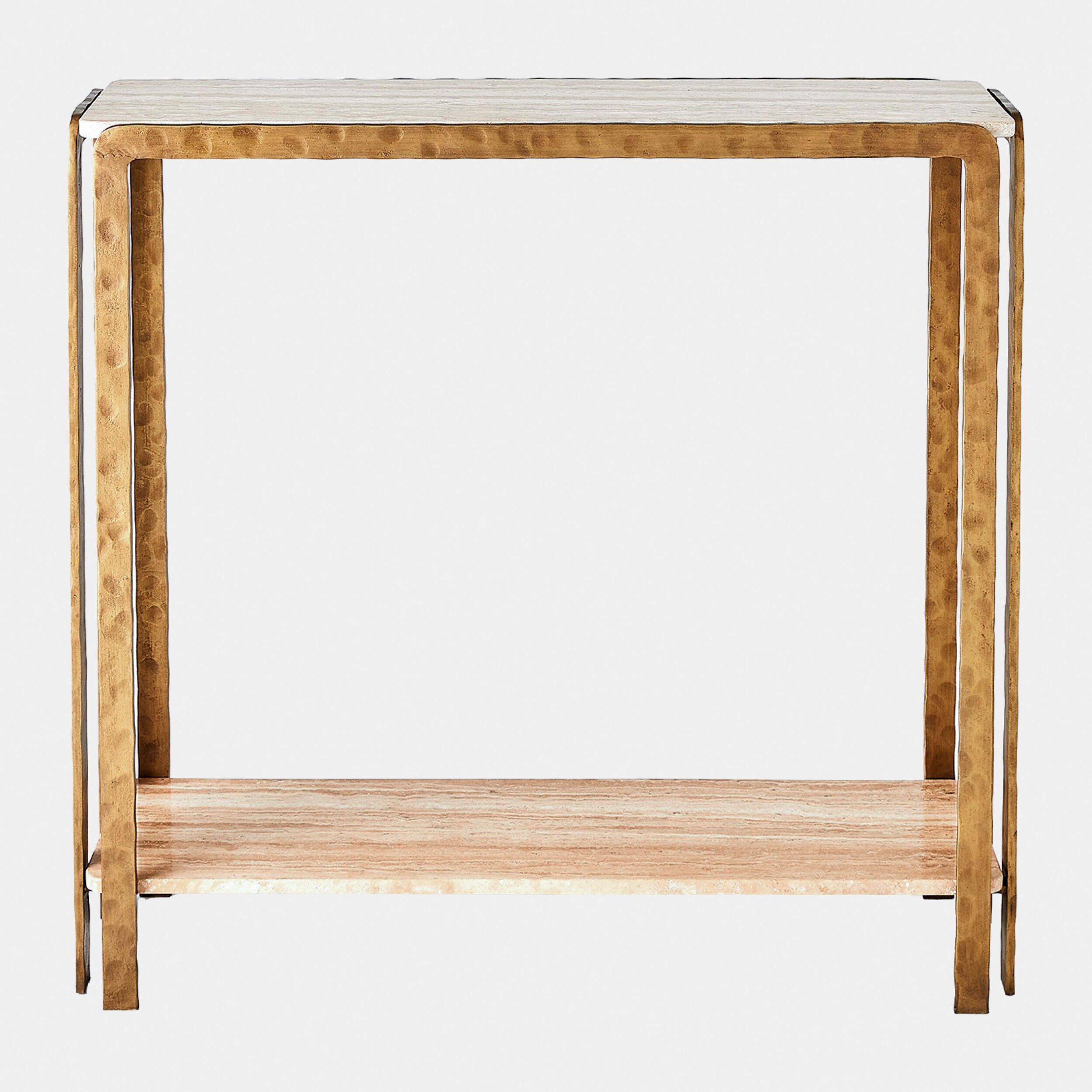 Kraft Console-Light Bronze w/Travertine