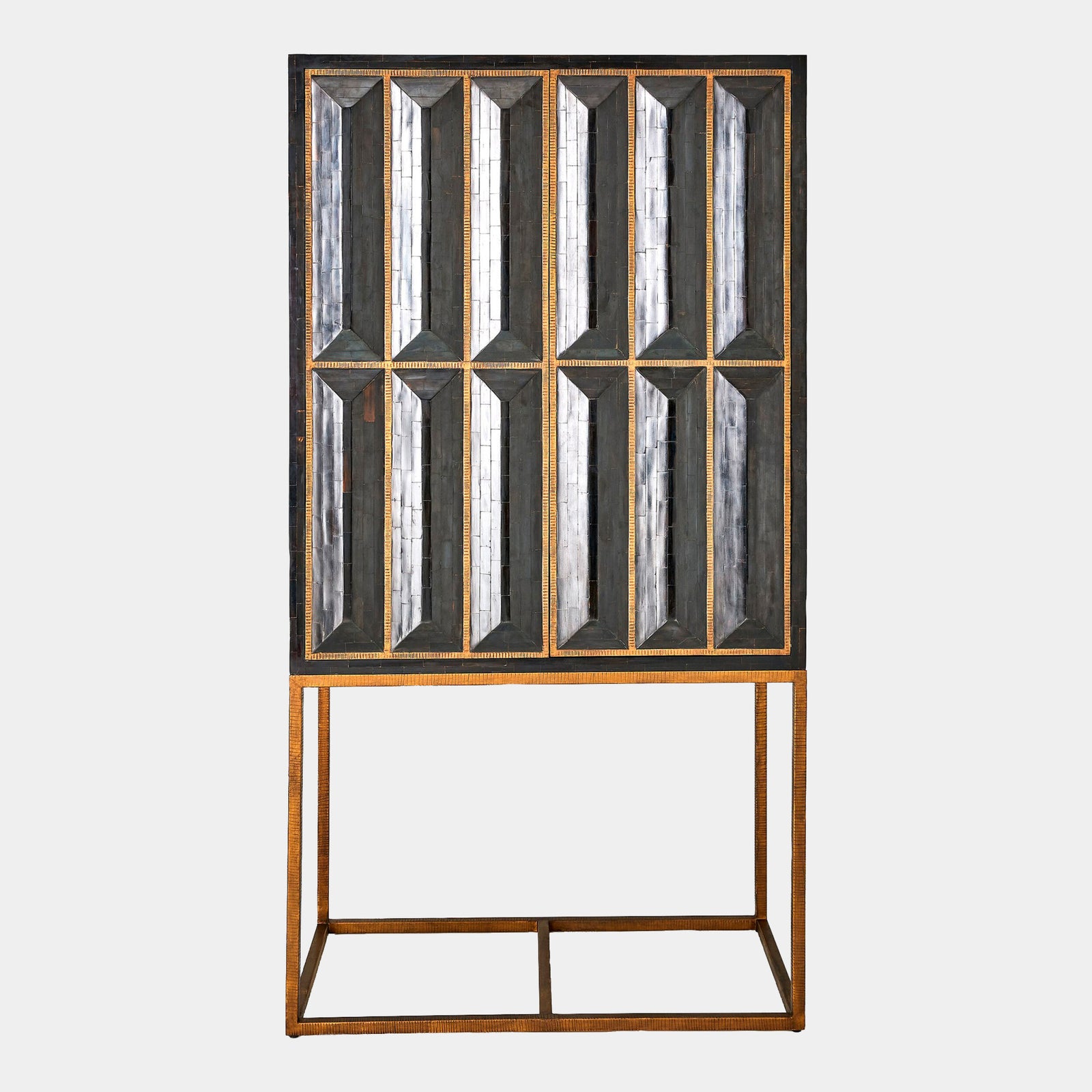 Bjorn Horn Inlay Bar Cabinet-Black/Brass