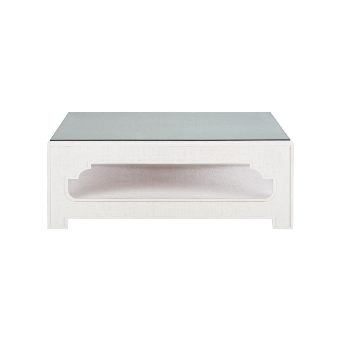 Yangon Coffee Table - White in White/Clear / Raffia - Chelsea House
