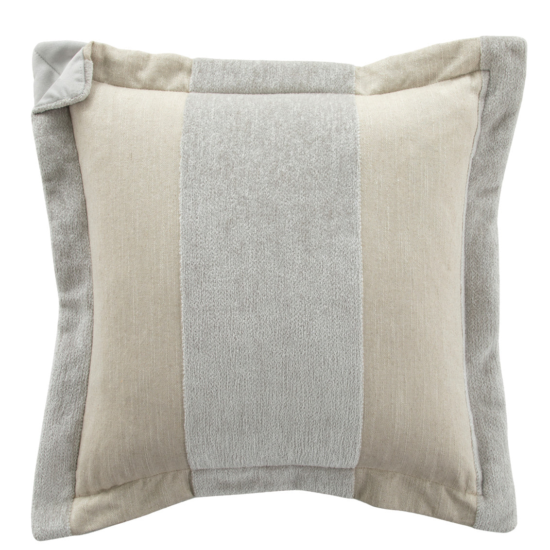 Wide Stripe Chenille Silver Feather 20x20