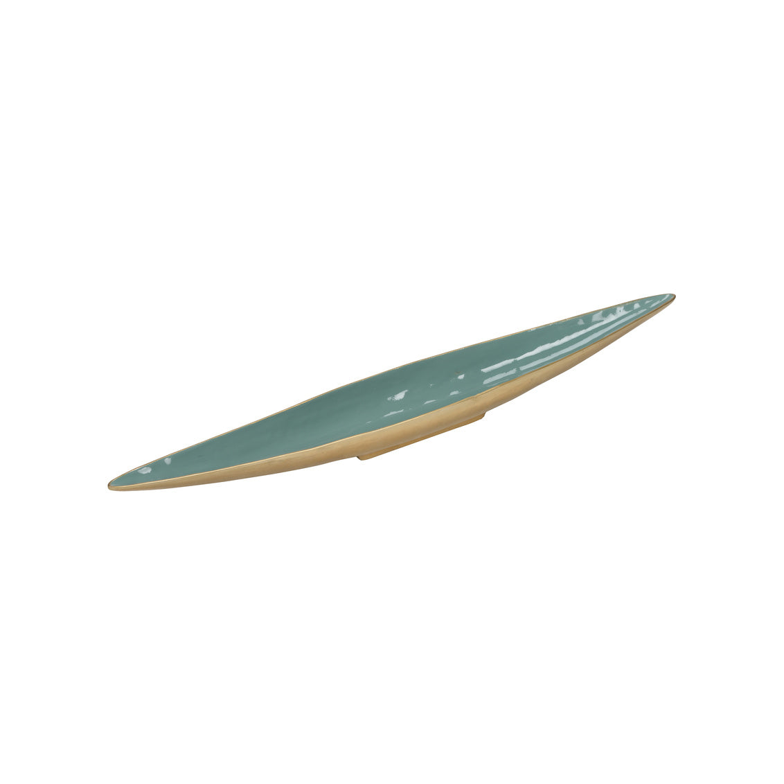 Elongated Green Enameled Bowl