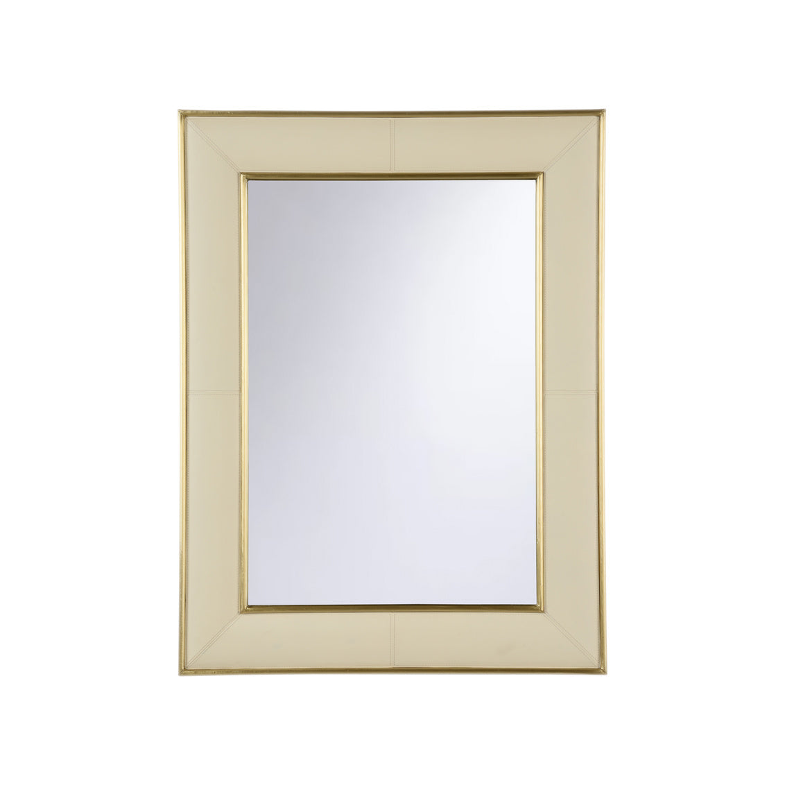 Drake Leather Mirror in Cream/Brushed Brass / Leather - Chelsea House