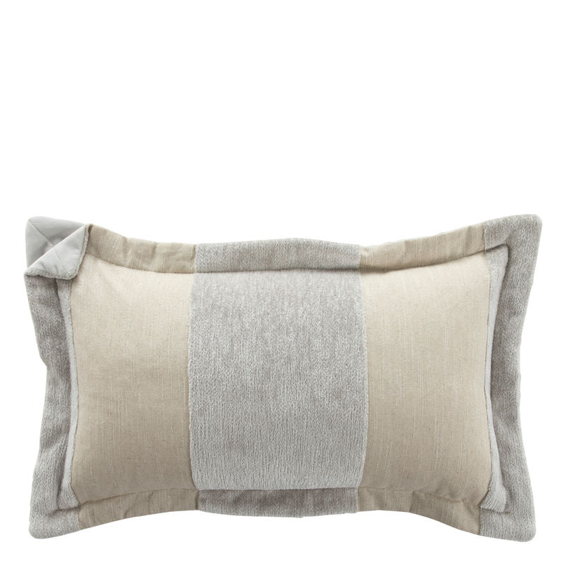 Wide Stripe Chenille Silver Feather 14x24