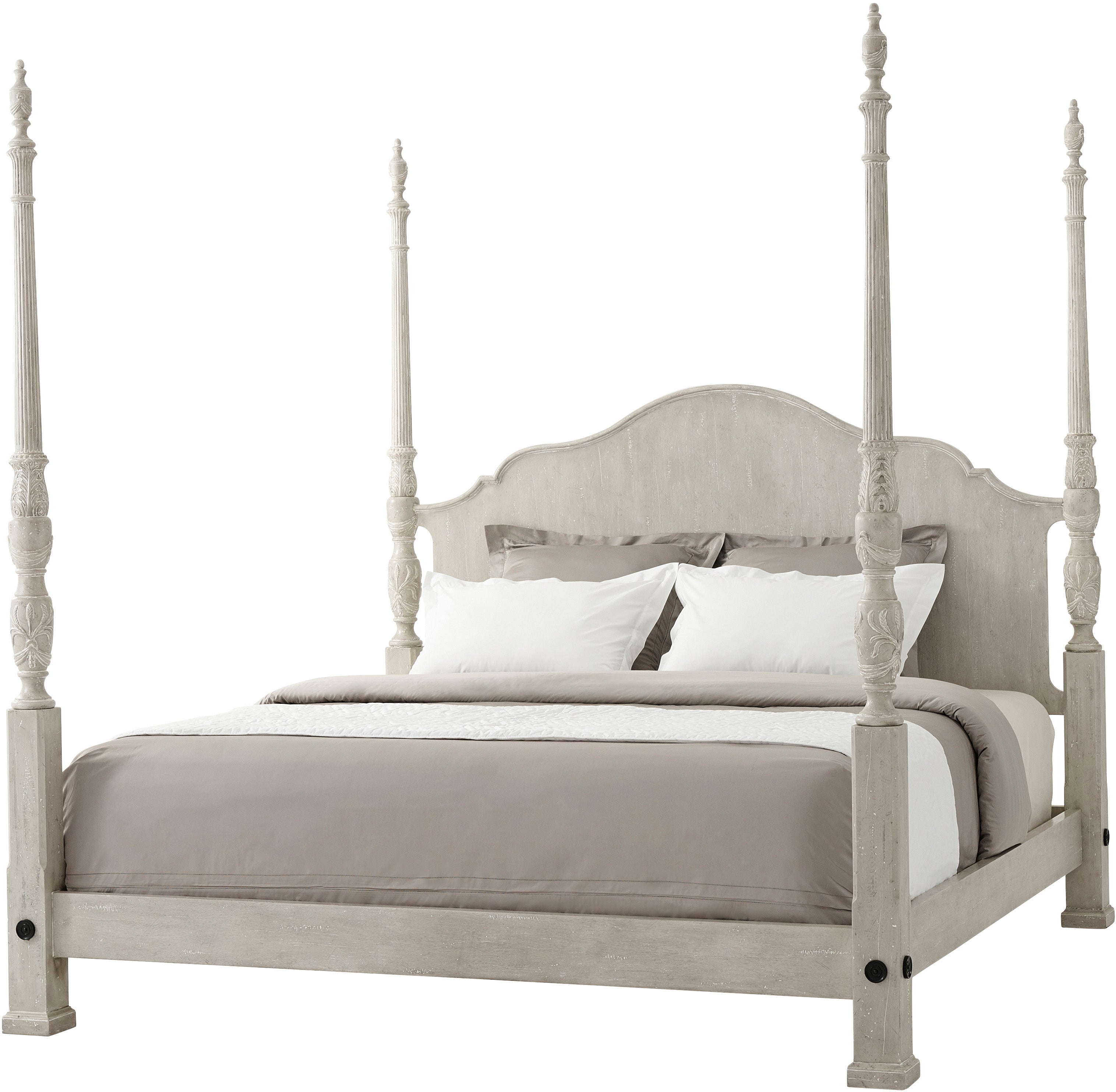 Limewash Middleton US King Bed in Mahogany - Theodore Alexander