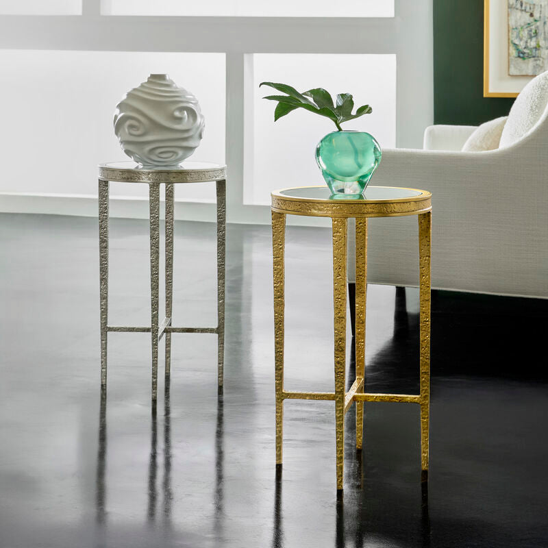 Texture Round Spot Table-Ant. Brass