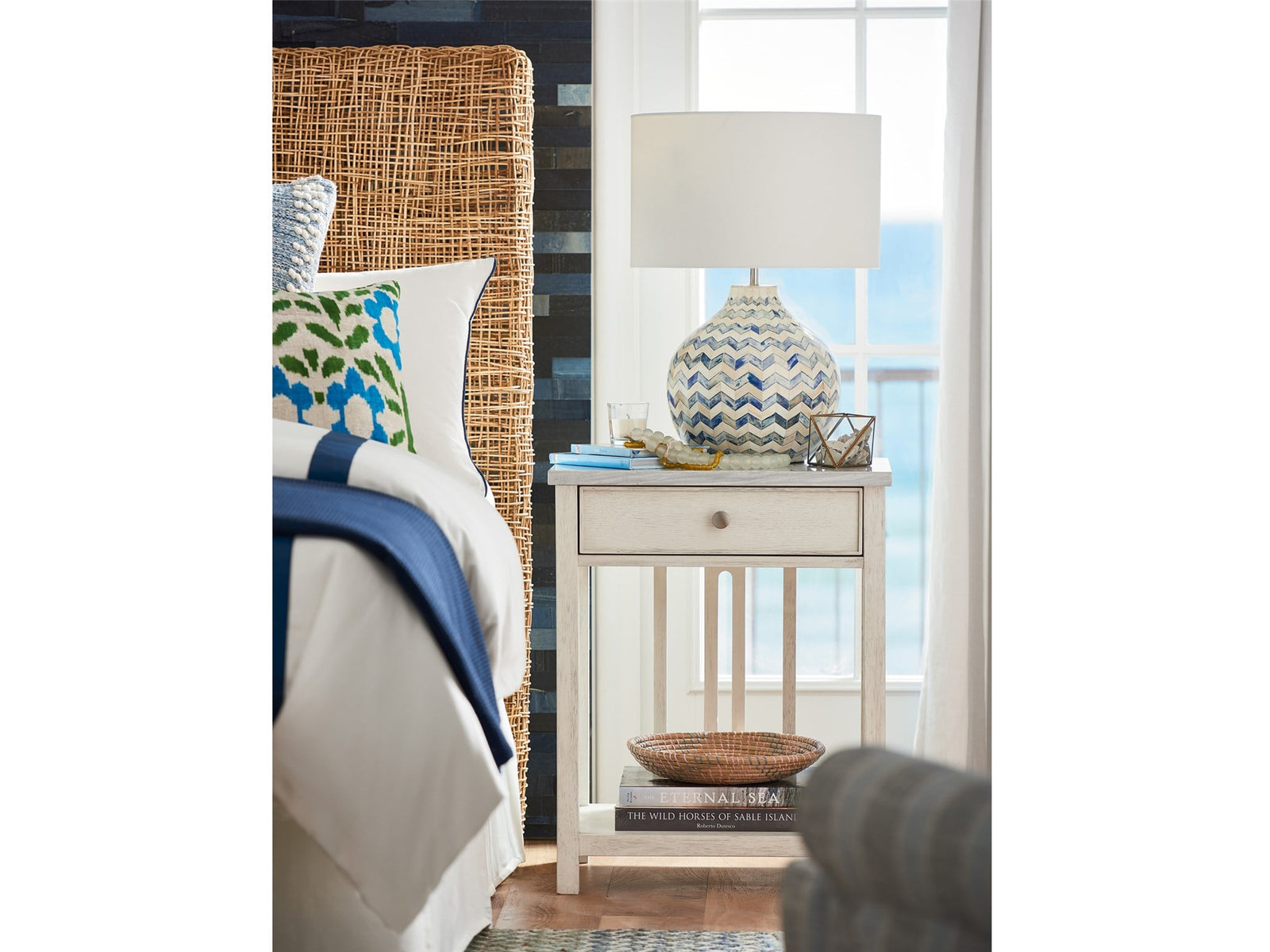 Escape-Coastal Living Home Collection Bedside Table with Stone Top
