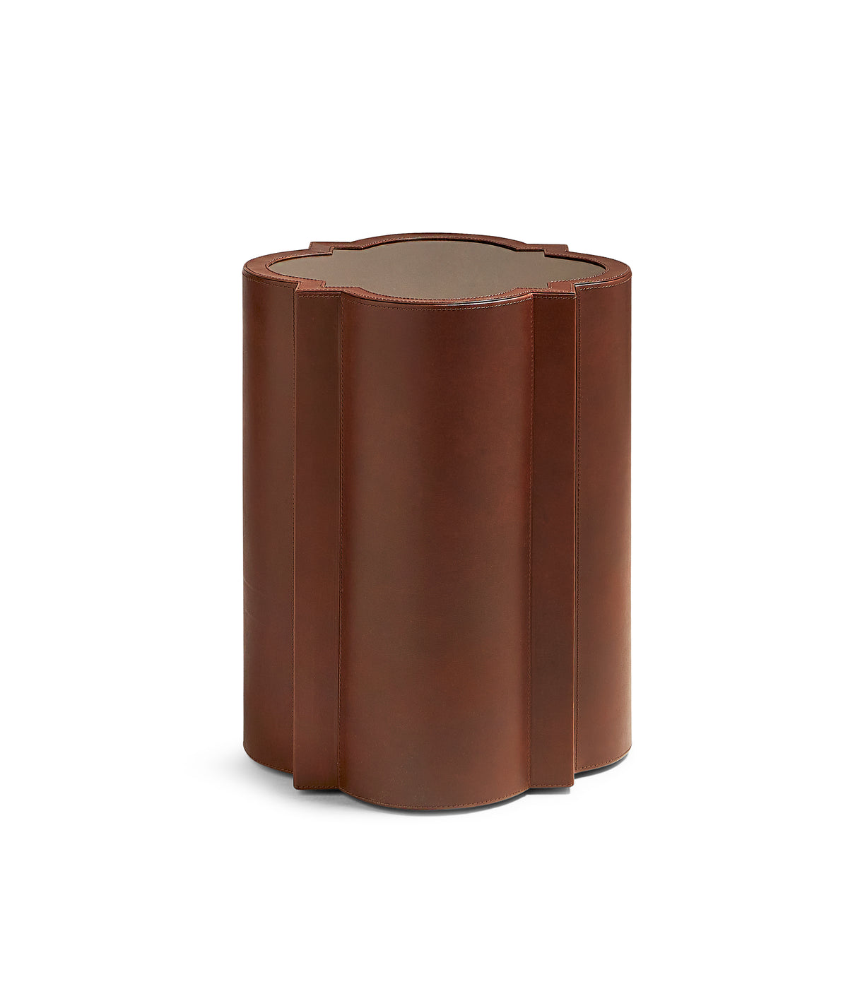 Brown Glass & Leather Spot Table