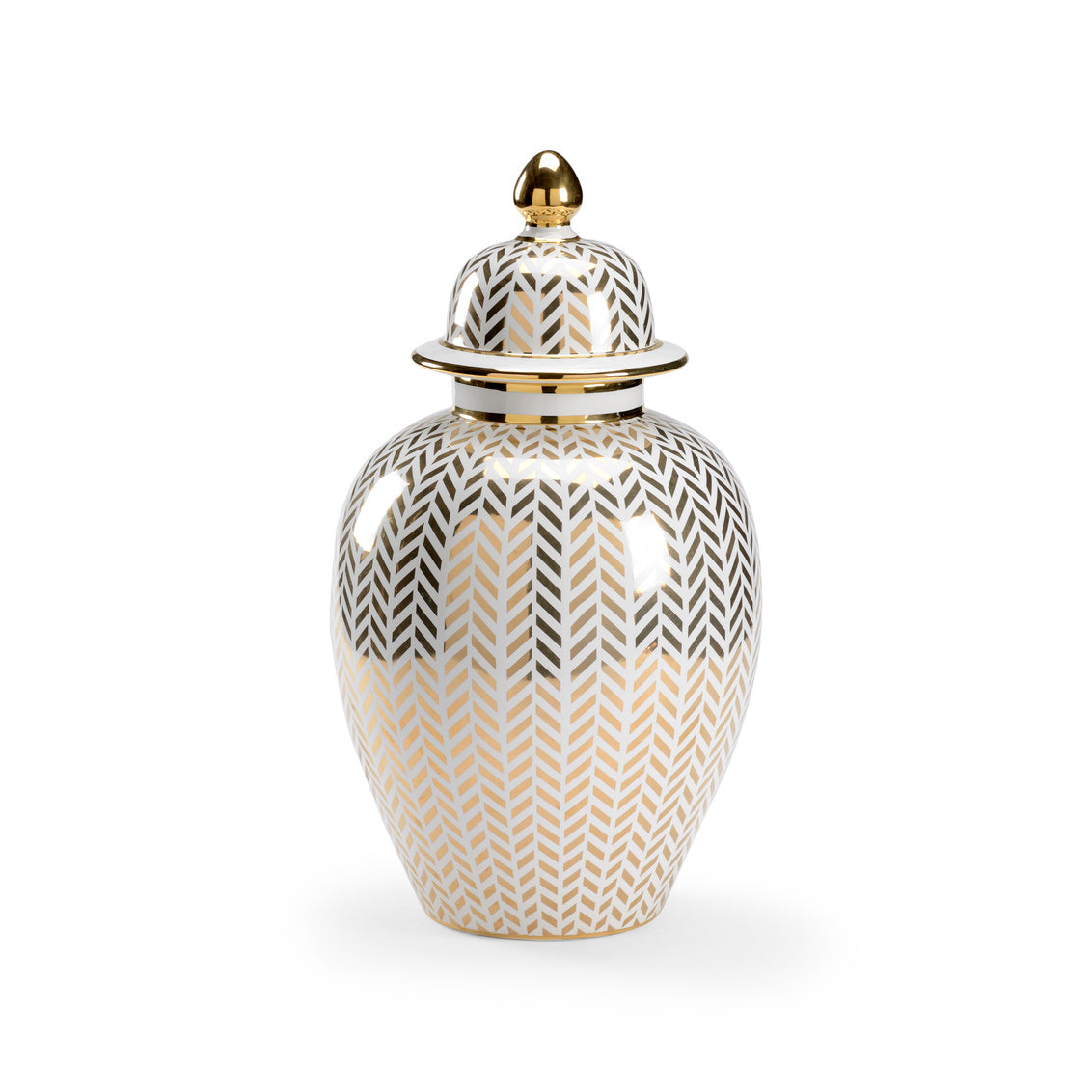 Herringbone Coverd Urn - Gold