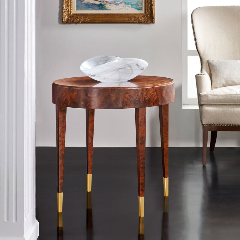 Salena Round End Table-Walnut Burl