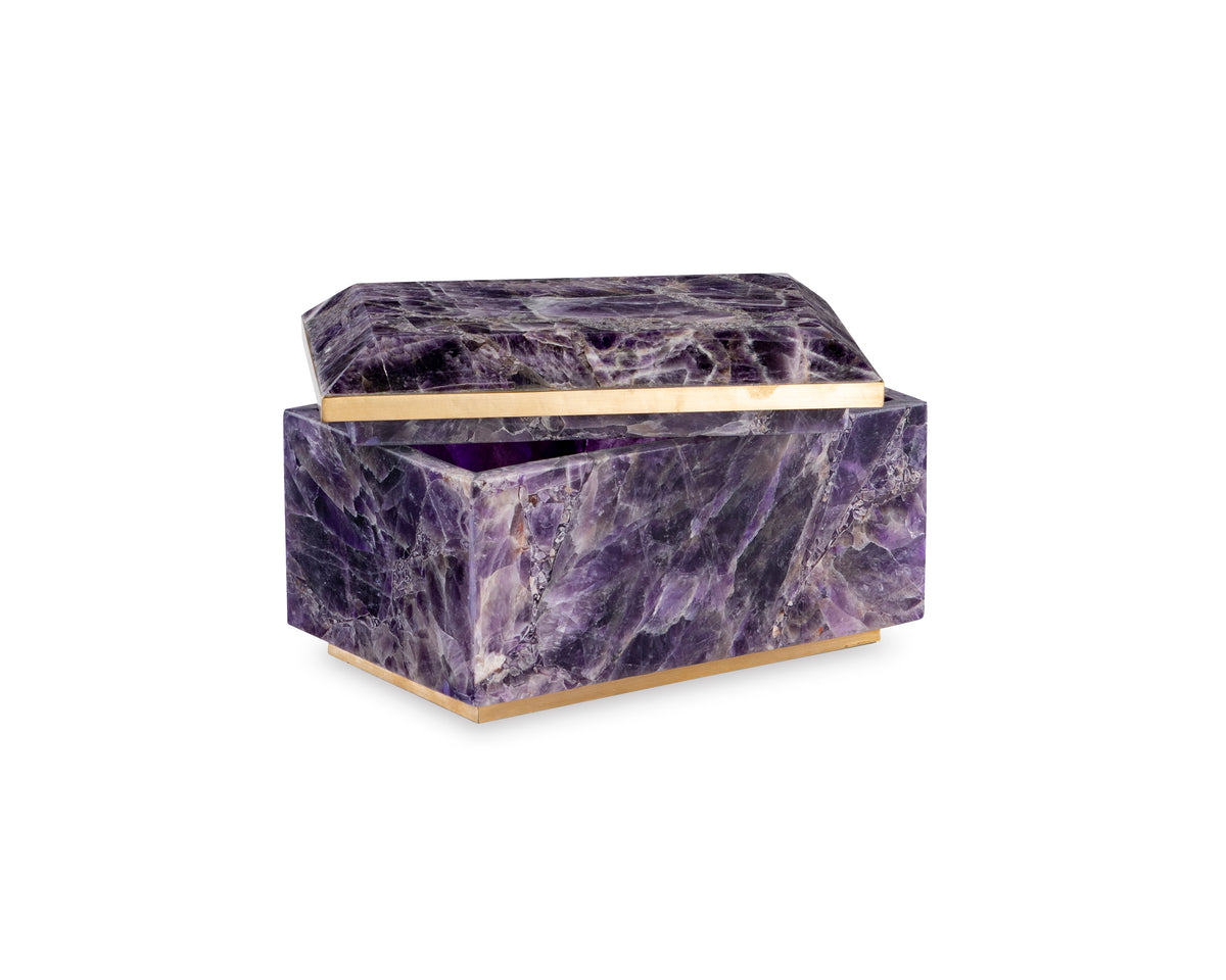 Small Brass And Amethyst Box