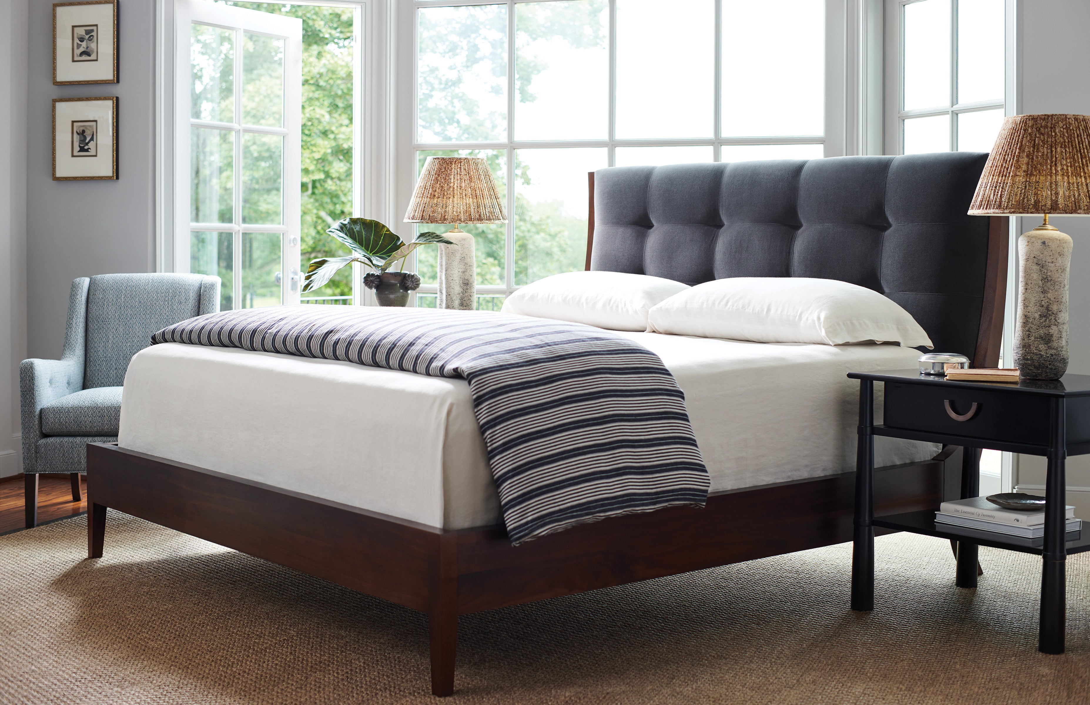 FRANCES QUEEN BED in Walnut Solids - Hickory Chair