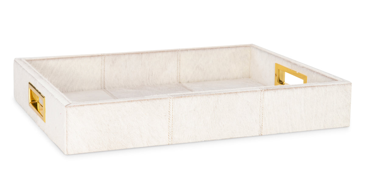 Small White Hair On Hide Tray