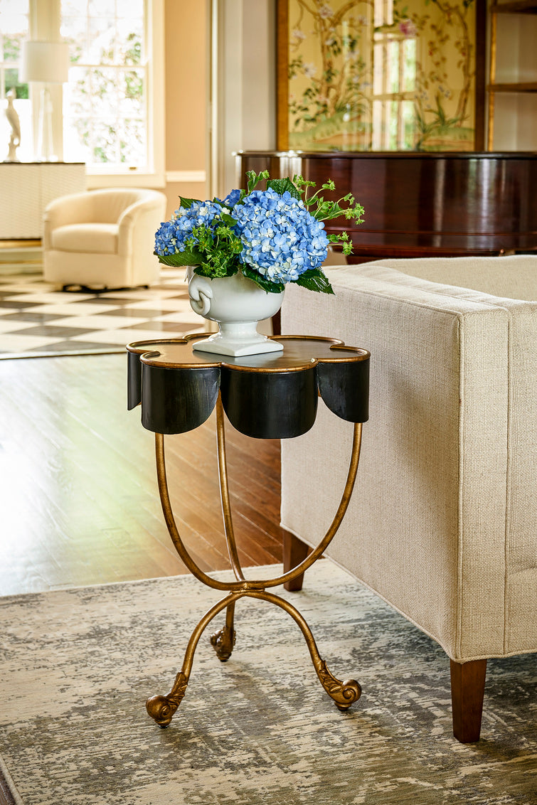 Seville Accent Table in Black With Antique Gold Accents / Metal - Chelsea House