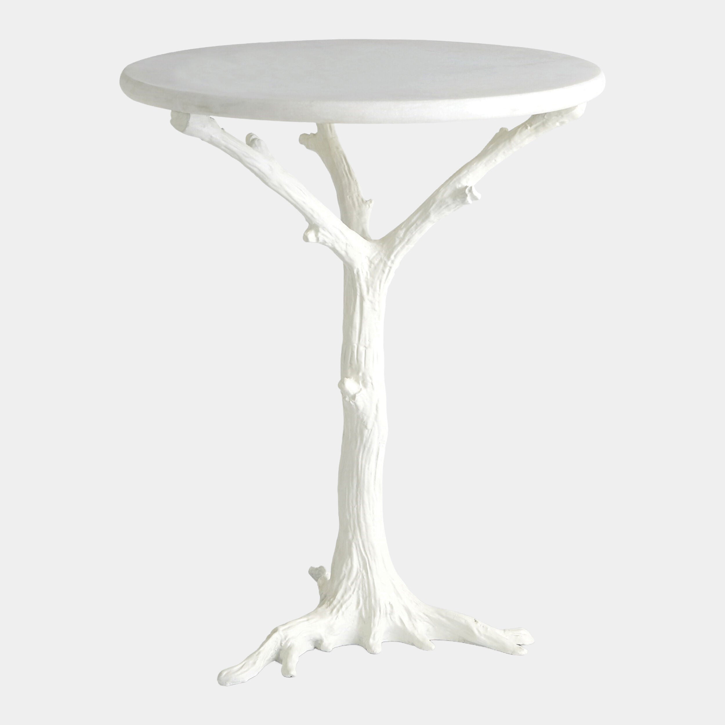 White Faux Bois Side Table